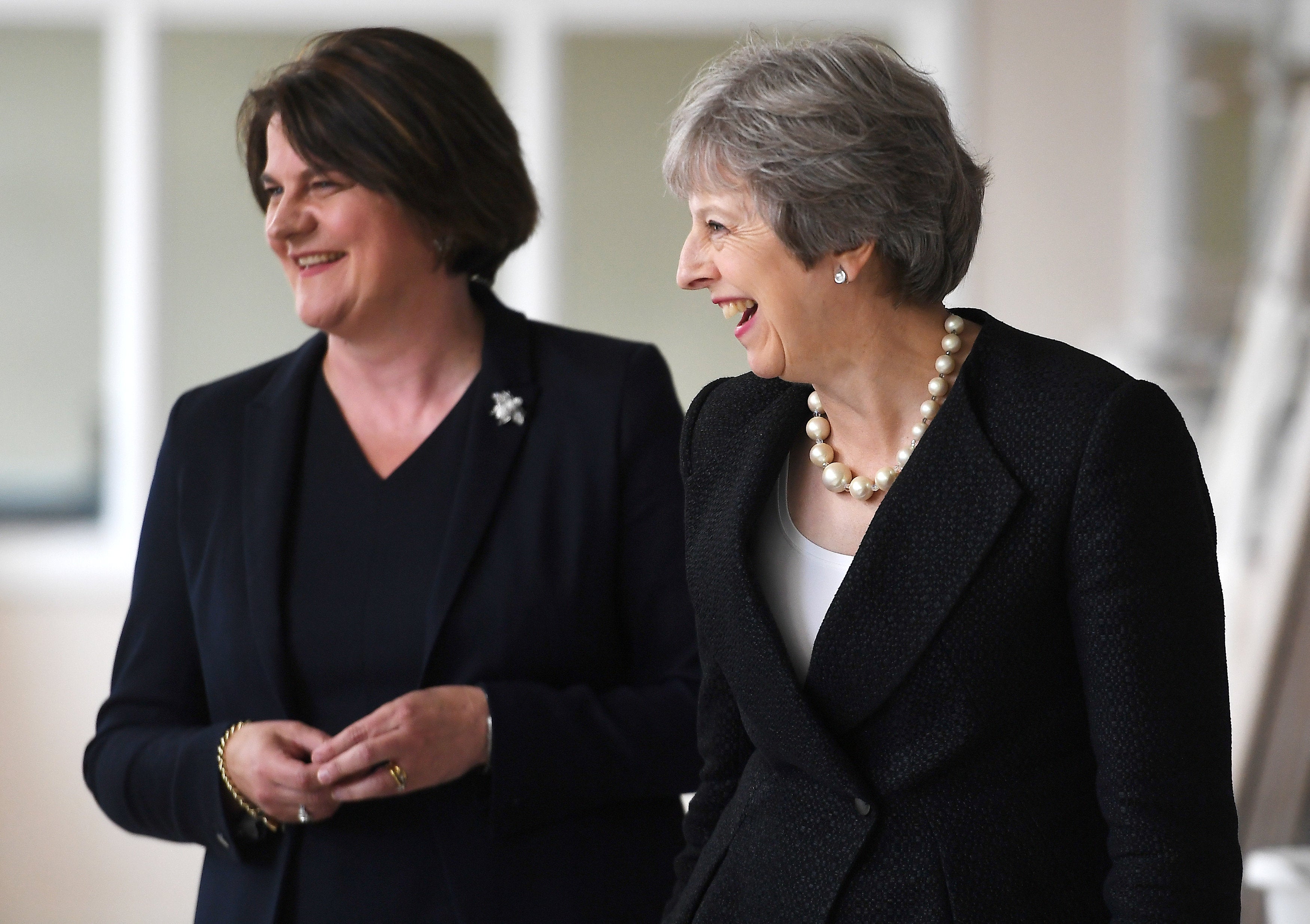 Theresa May and Arlene Foster visit Belleek Pottery in Fermanagh, in 2018