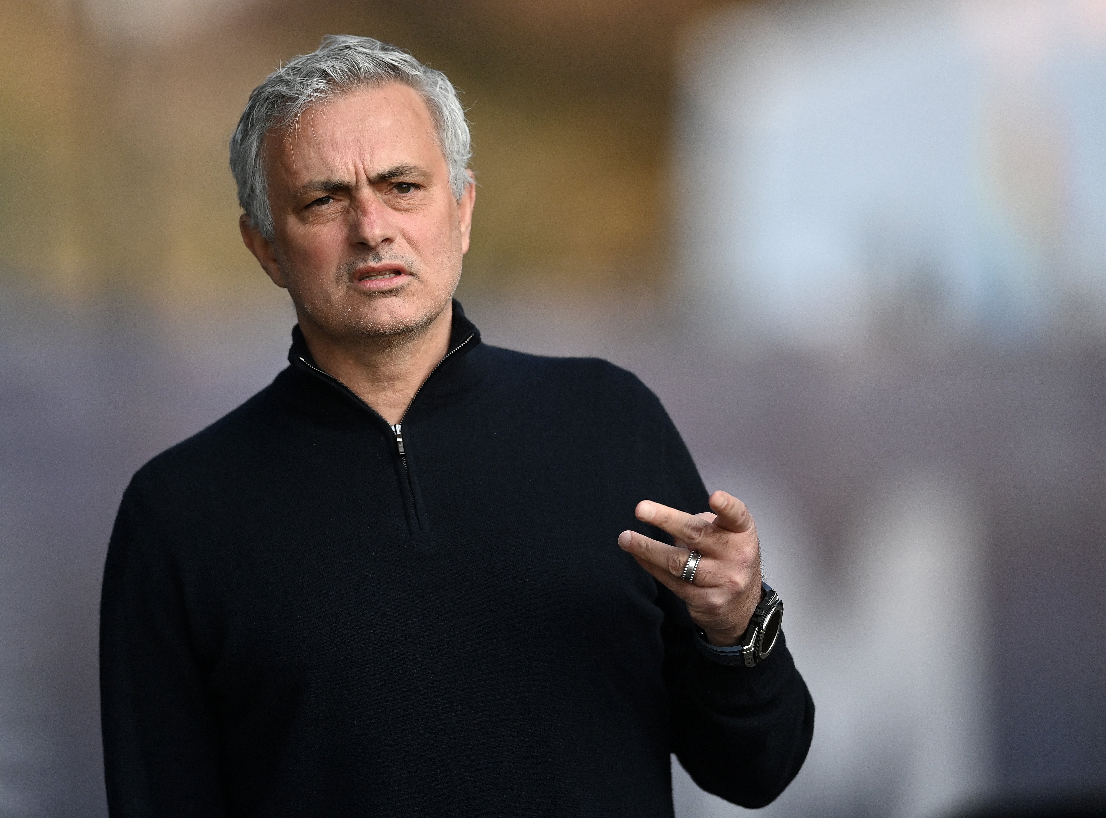 Jose Mourinho at Goodison Park for Spurs’ draw with Everton