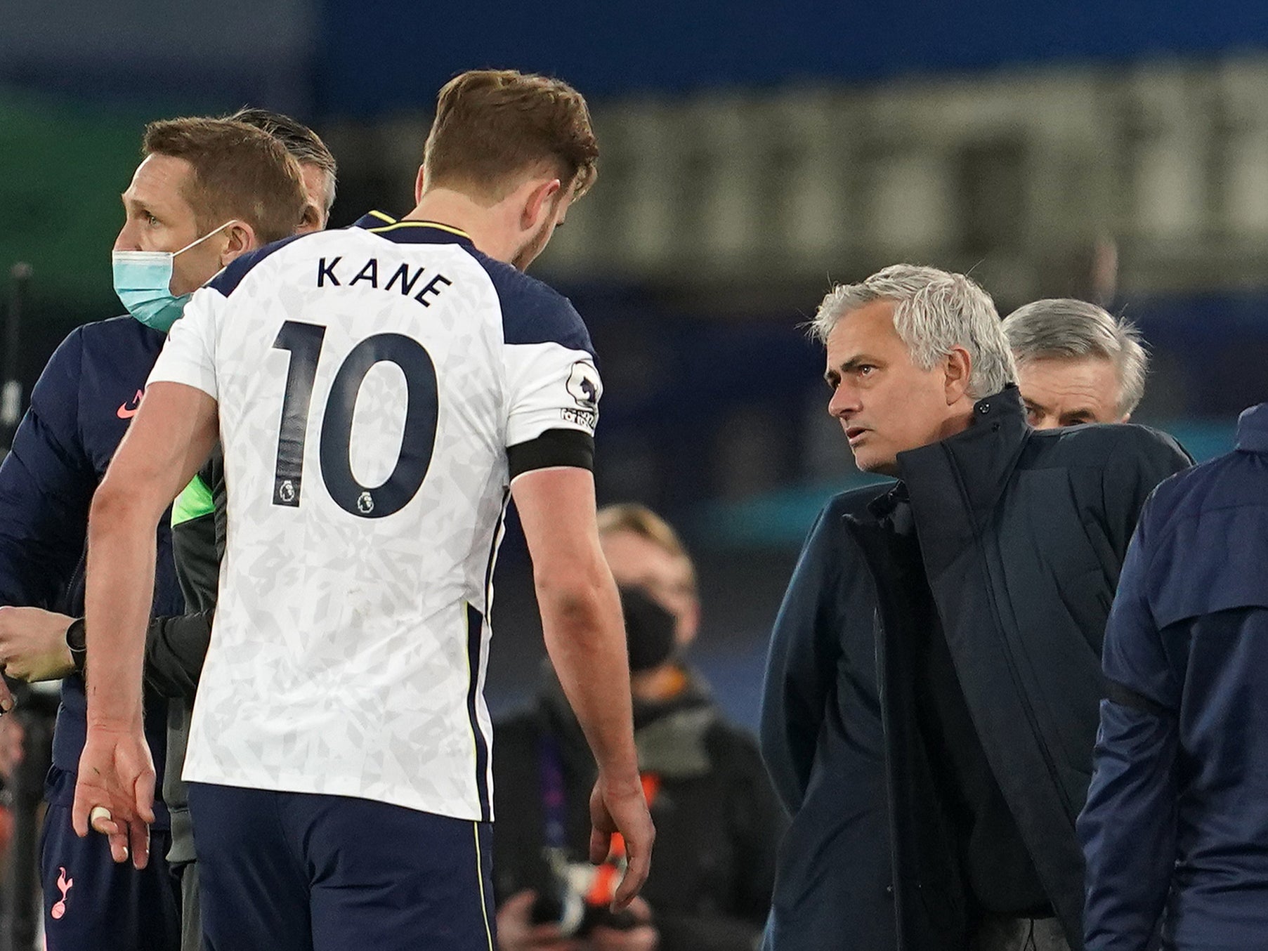 Jose Mourinho shows concern for an injured Harry Kane