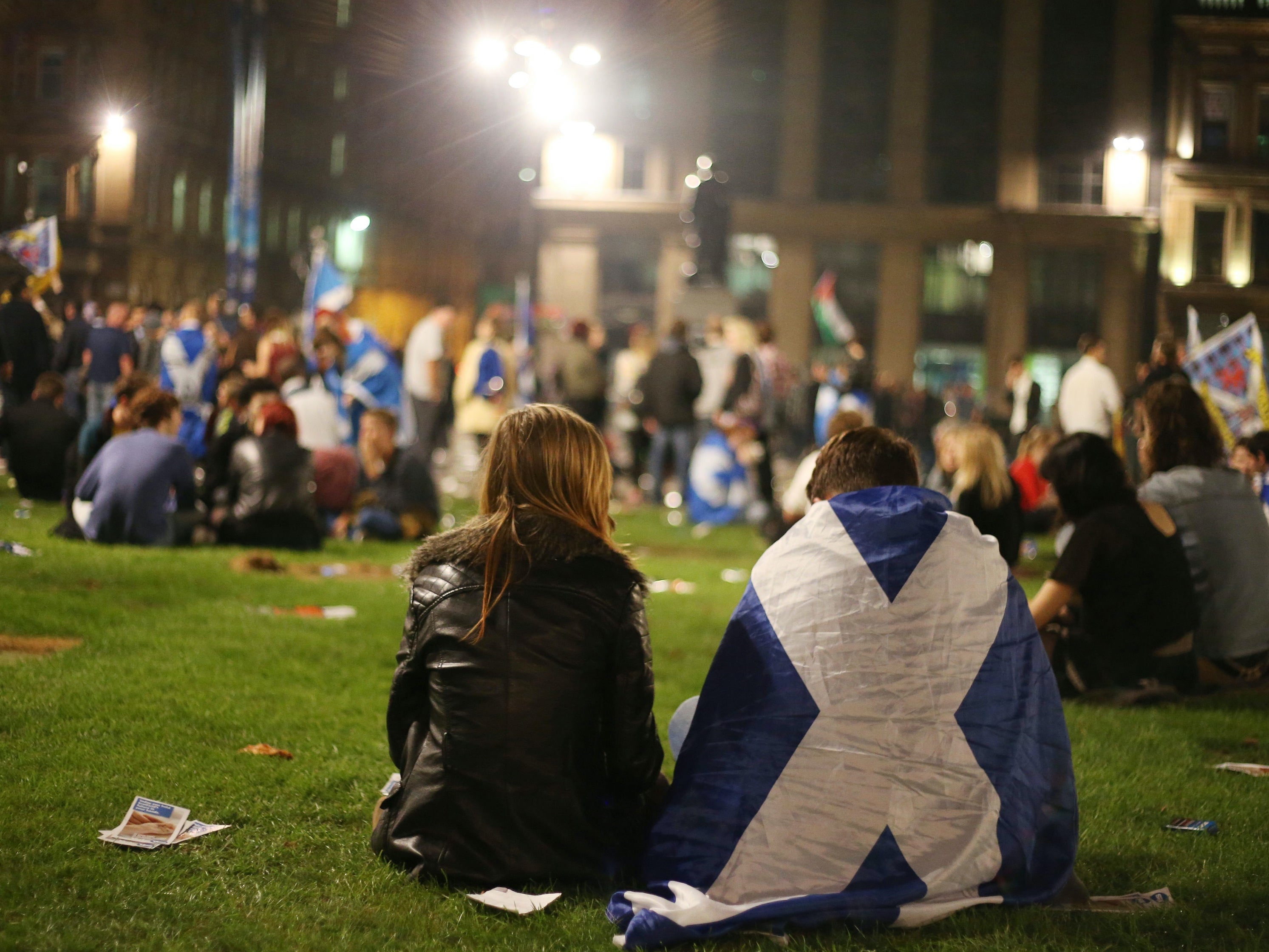 Dejected Yes voters in Glasgow on the night of the 2014 referendum