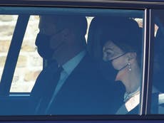 Prince Philip funeral – live: William and Kate arrive at Windsor as Queen has final private moment with Duke