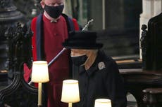 Prince Philip funeral – live: Queen bids final farewell to her ‘strength’ as William and Harry seen talking