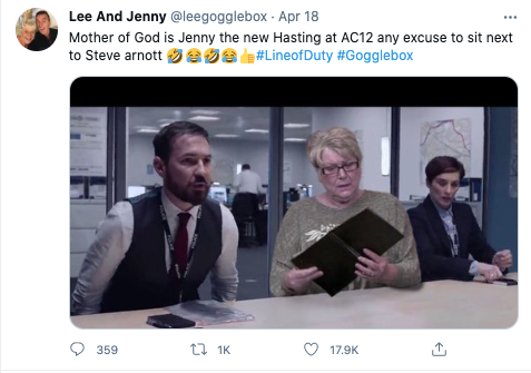 ‘Gogglebox’s Jenny and her ‘Line of Duty’ notebook photoshopped into AC-12