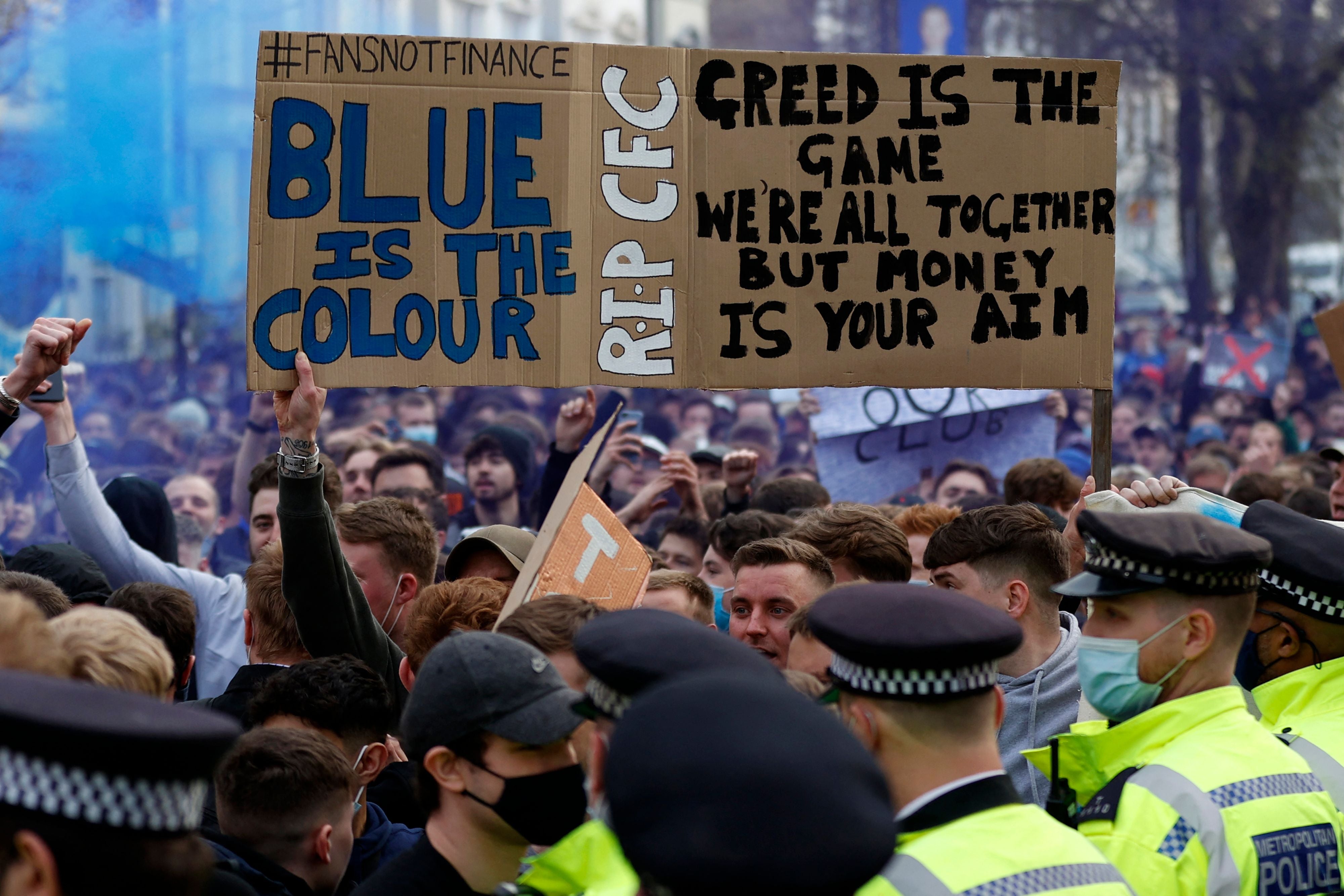 Chelsea fans took to the streets to protest