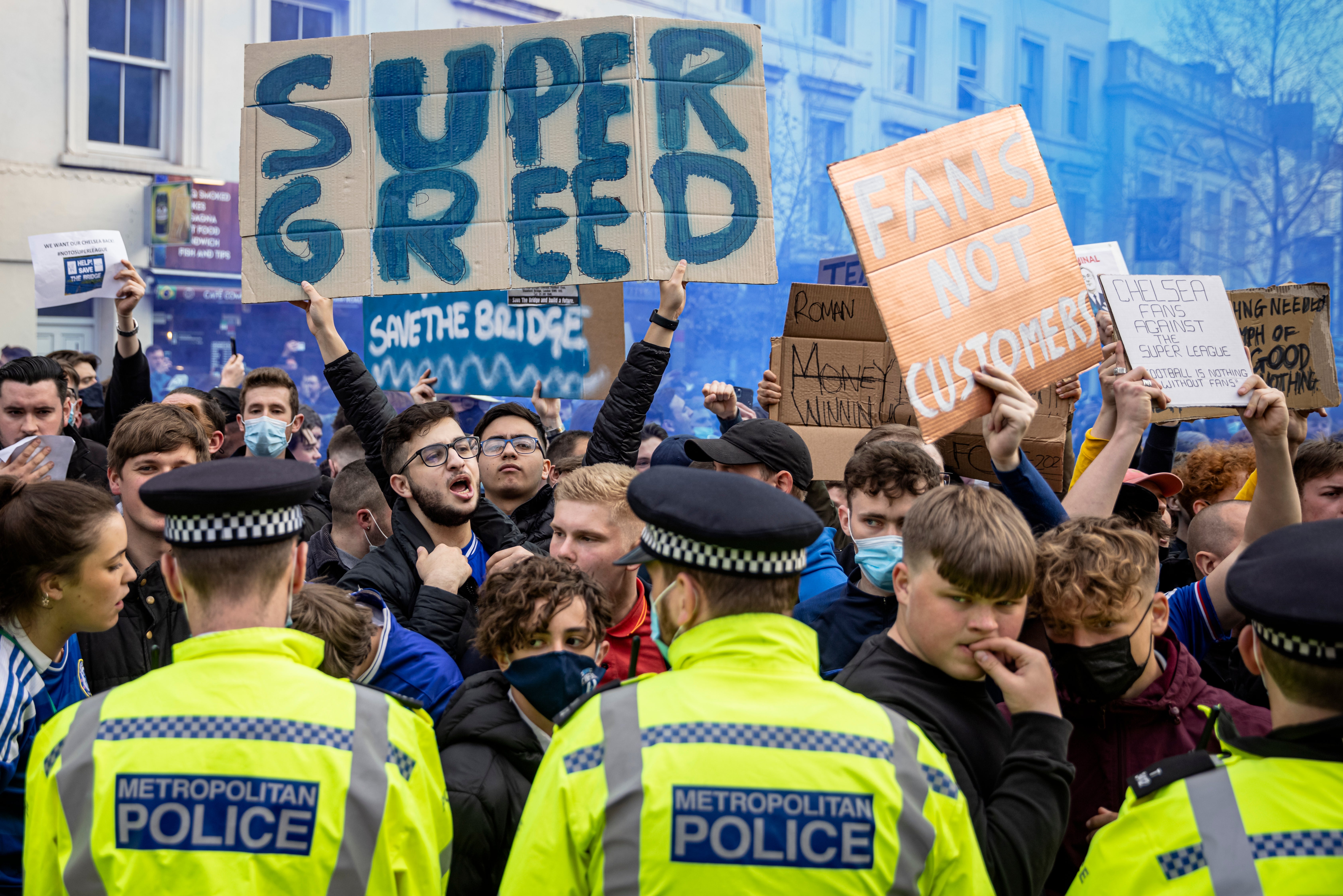 Chelsea fans took to the streets to protest