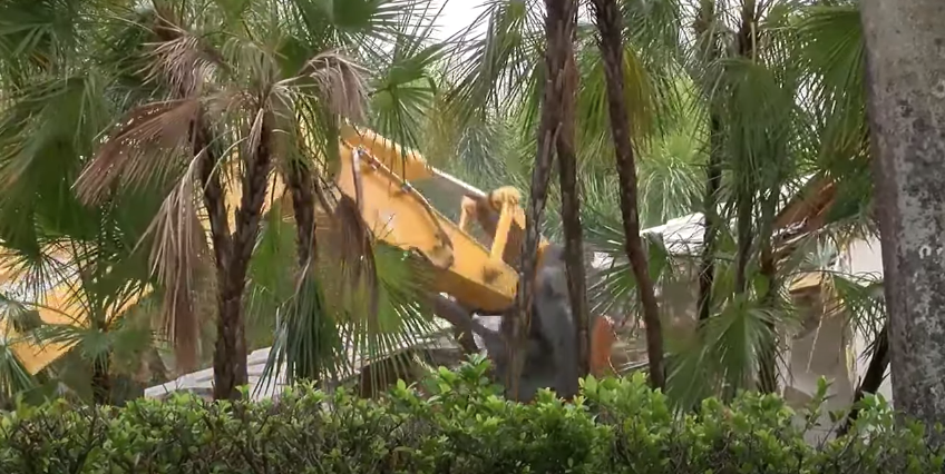 Demolition crews have begun pulling down the South Florida mansion once owned by the convicted sex offender