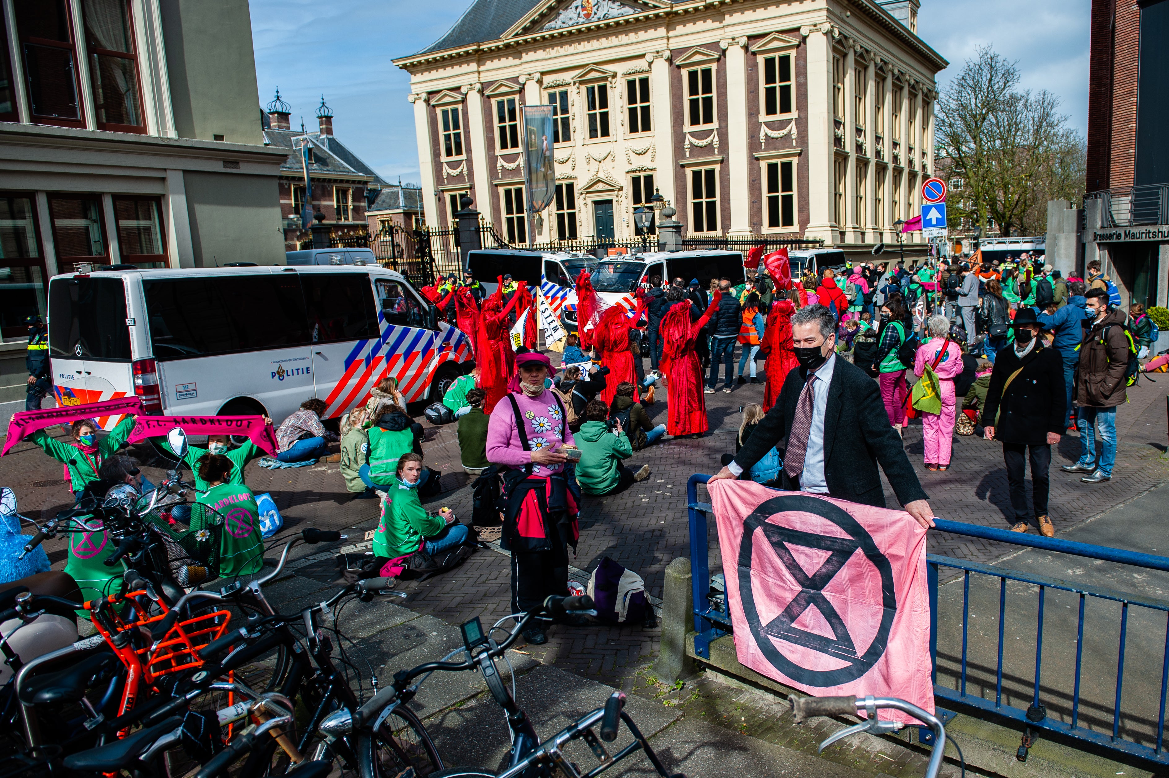 Extinction Rebellion activists stage a demonstration in The Hague