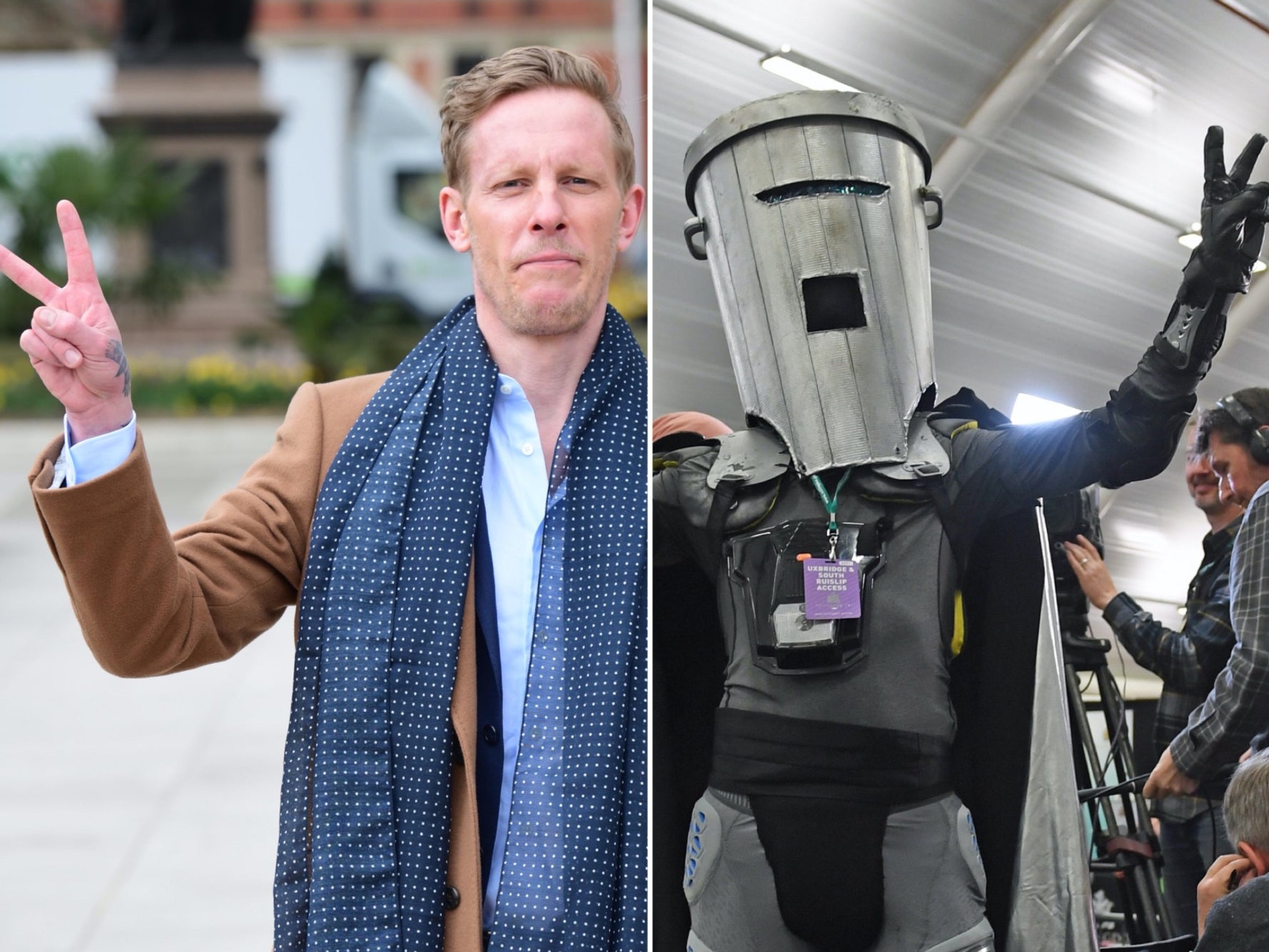 London mayoral candidates Laurence Fox (L) and Count Binface