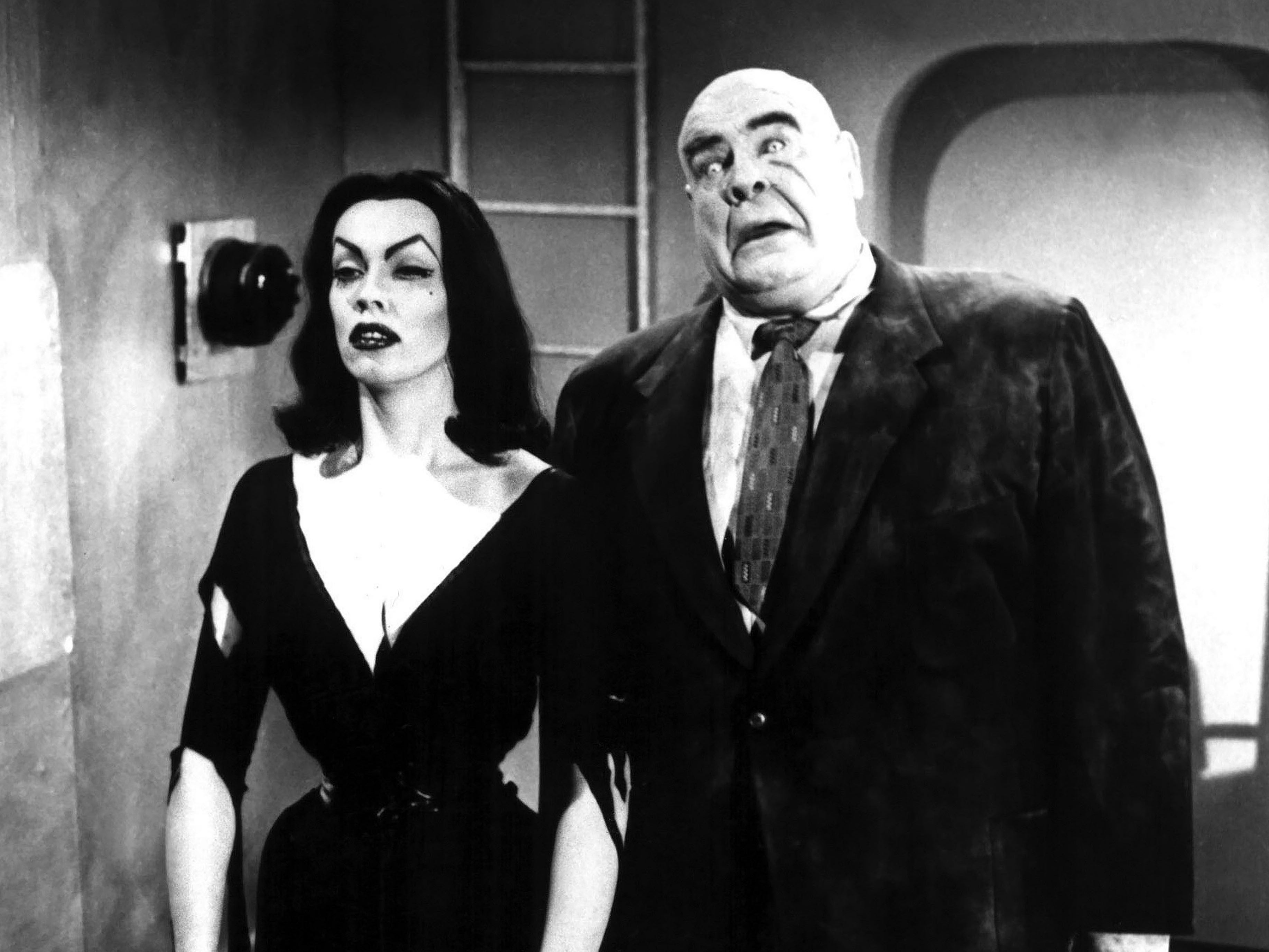 The 1950s horror star Maila Nurmi (better known as Vampiria) and Swedish wrestler Tor Johnson in Ed Wood’s ‘Plan 9 from Outer Space’