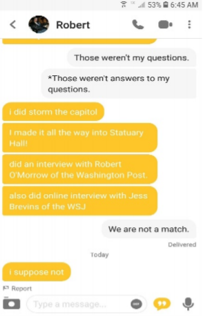 Robert Chapman’s alleged Bumble conversation