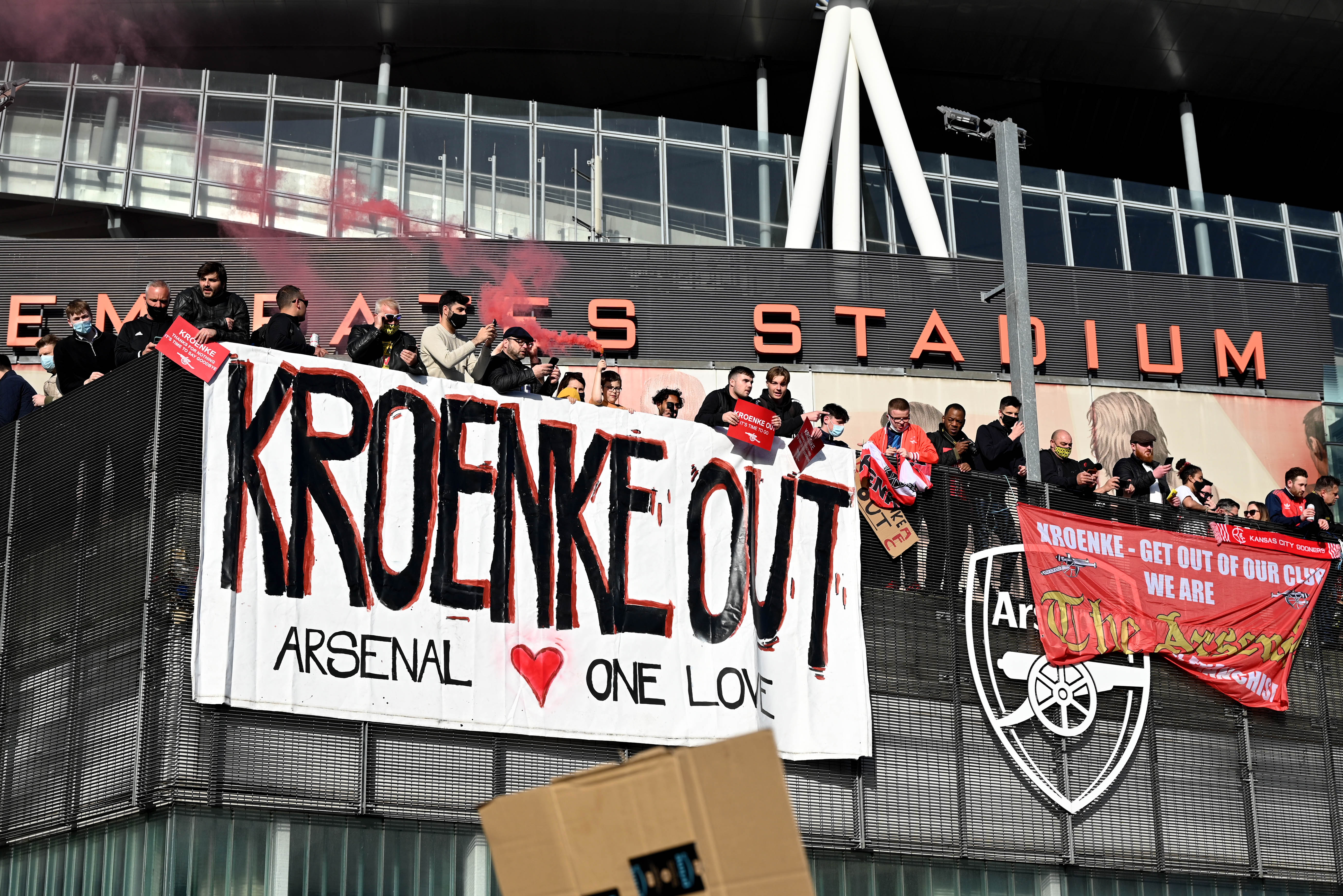 Arsenal fans protest at the Emirates