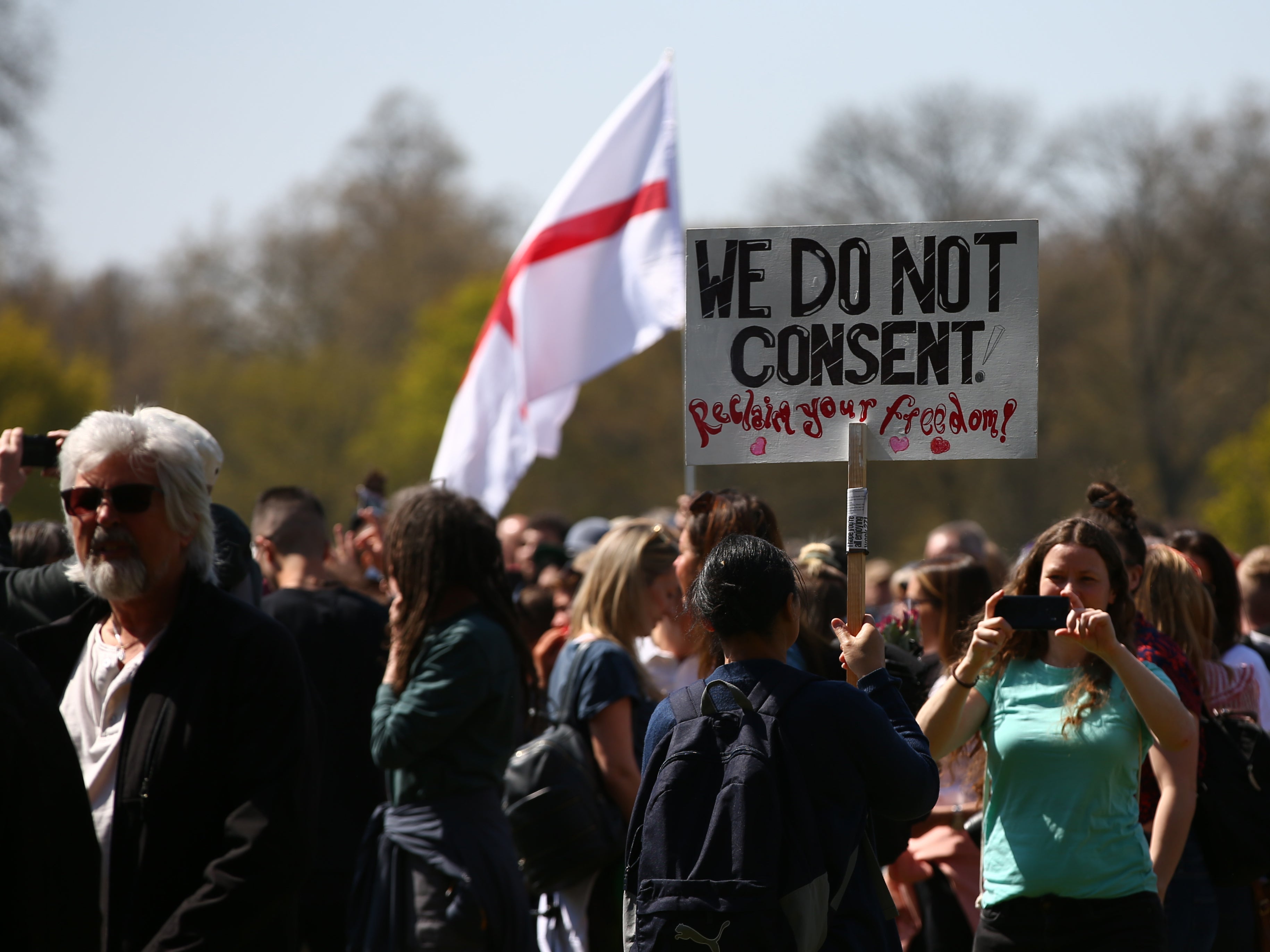 Protesters gathered in central London for a ‘Unite For Freedom’ demonstration against lockdown restrictions