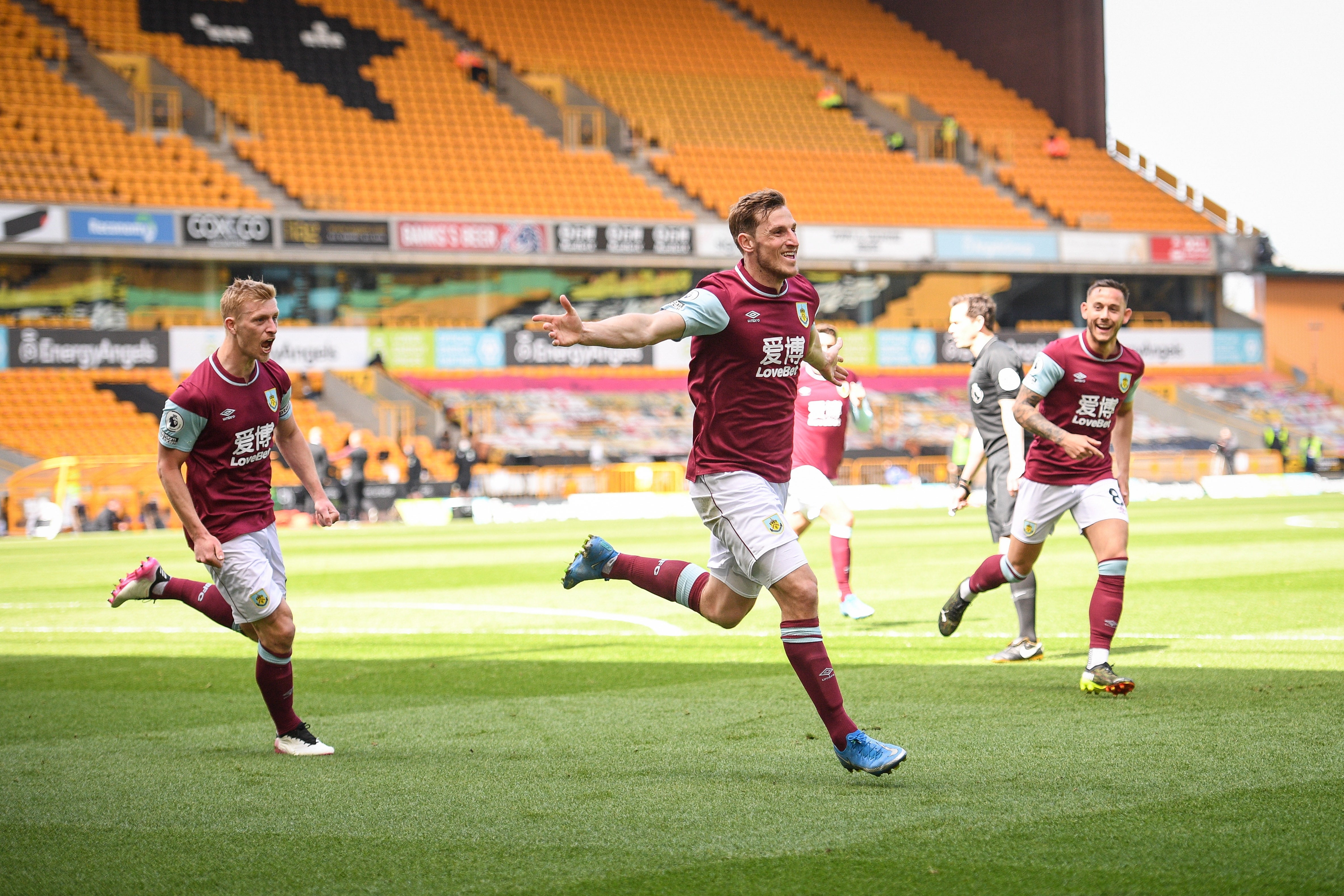 Chris Wood celebrates scoring his hat-trick goal