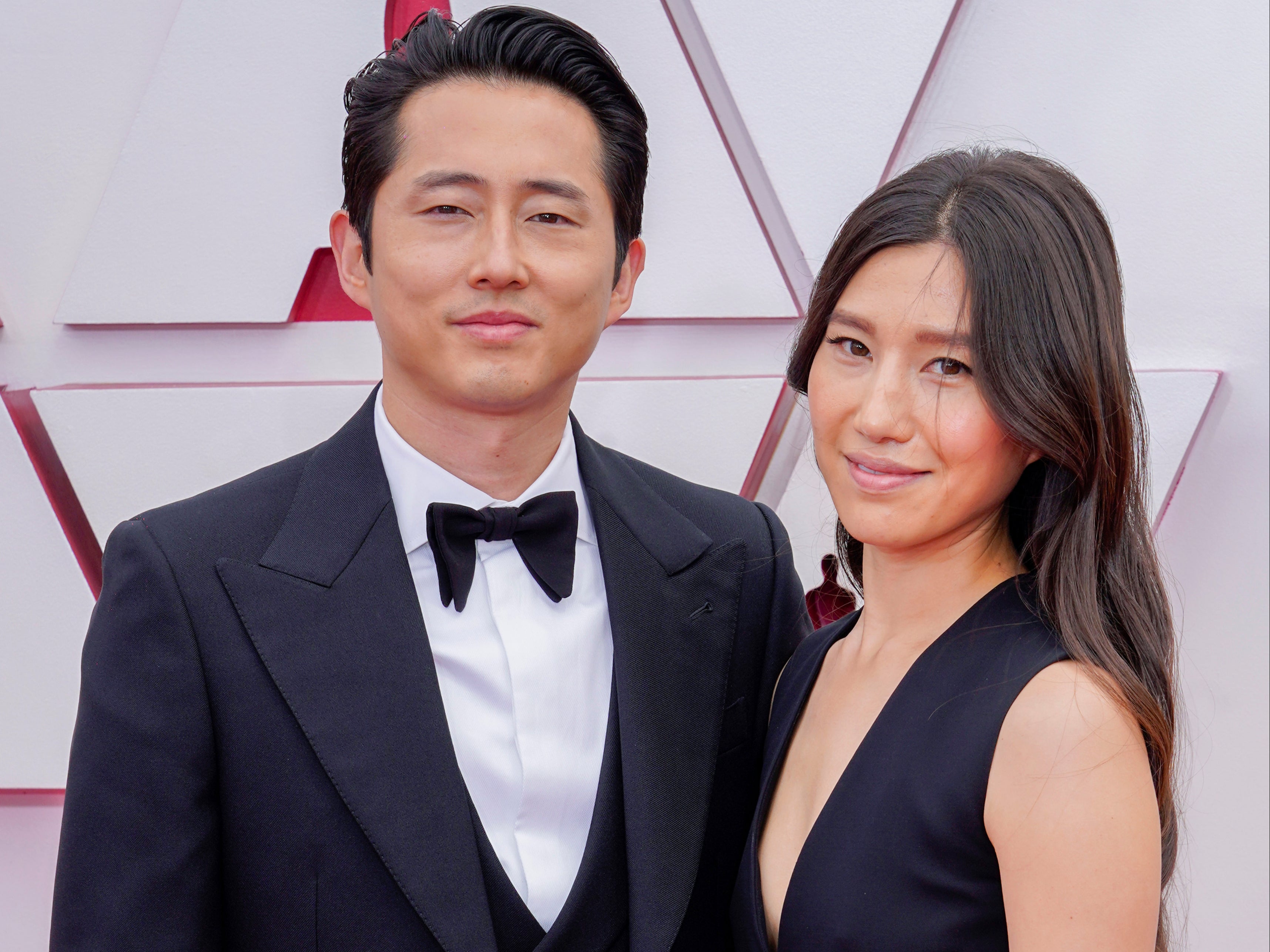 Steven Yeun and Joana Pak at the 93rd Annual Academy Awards