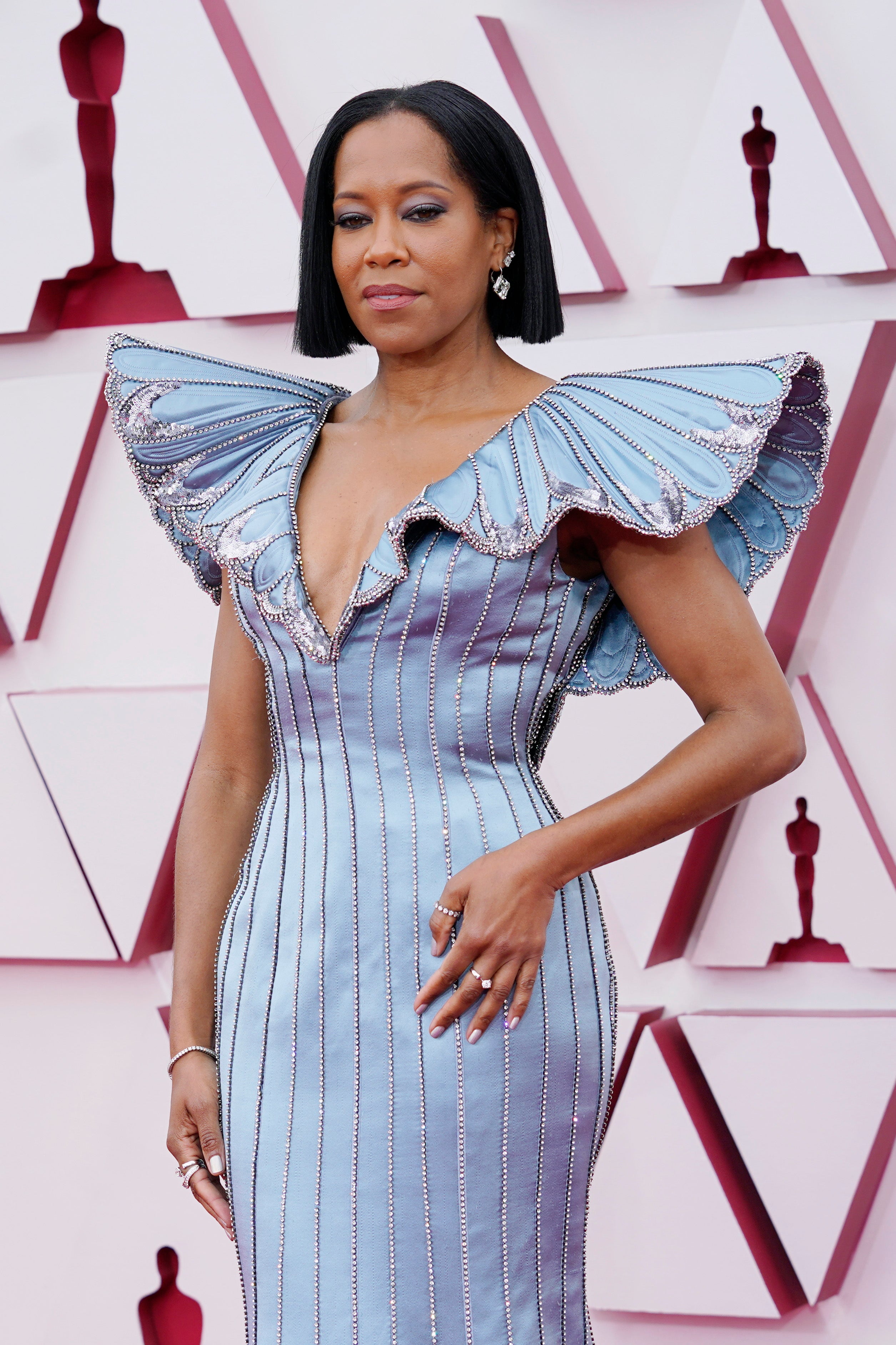 Regina King on the 2021 Oscars red carpet wearing custom Louis Vuitton