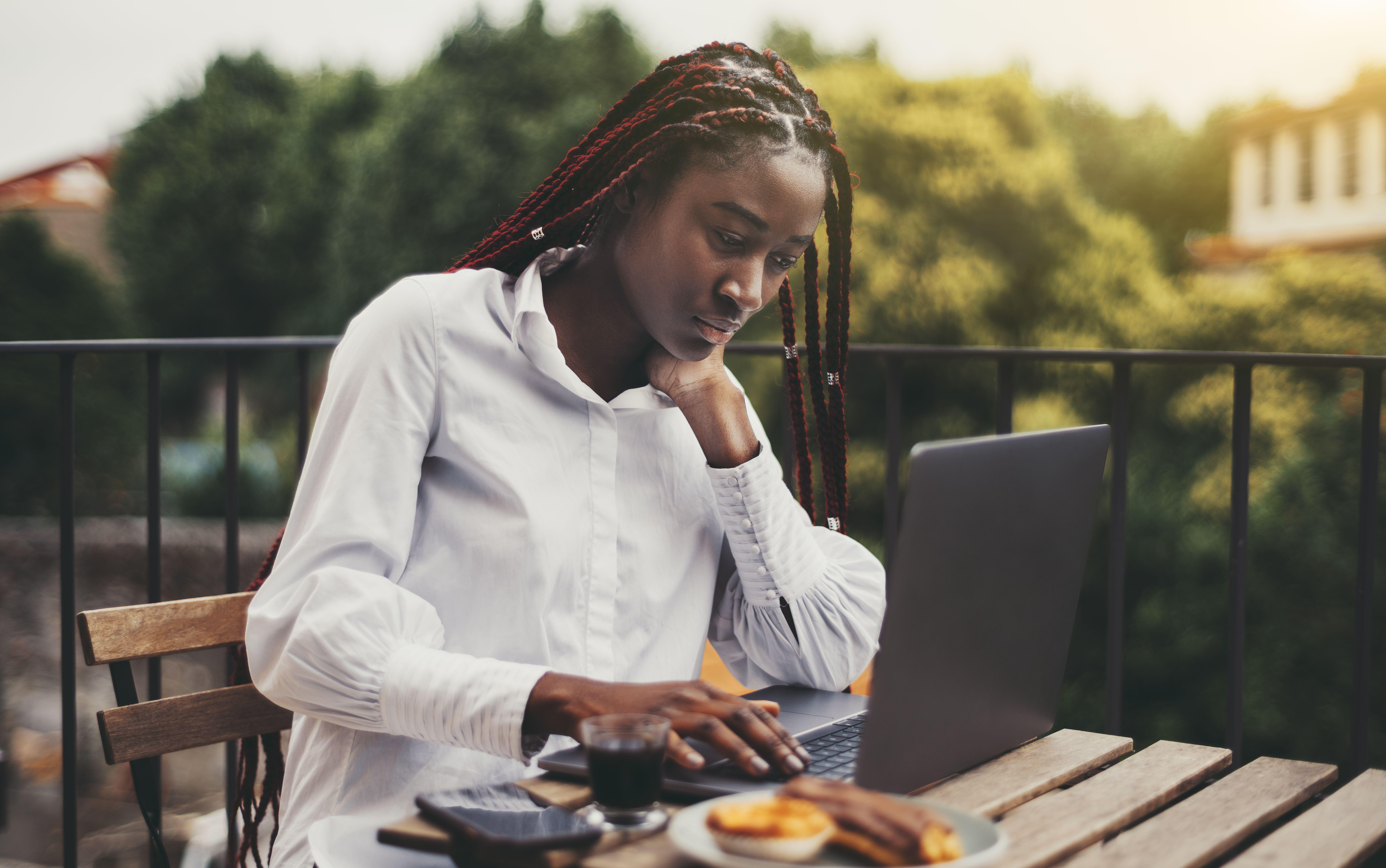 Woman using a laptop