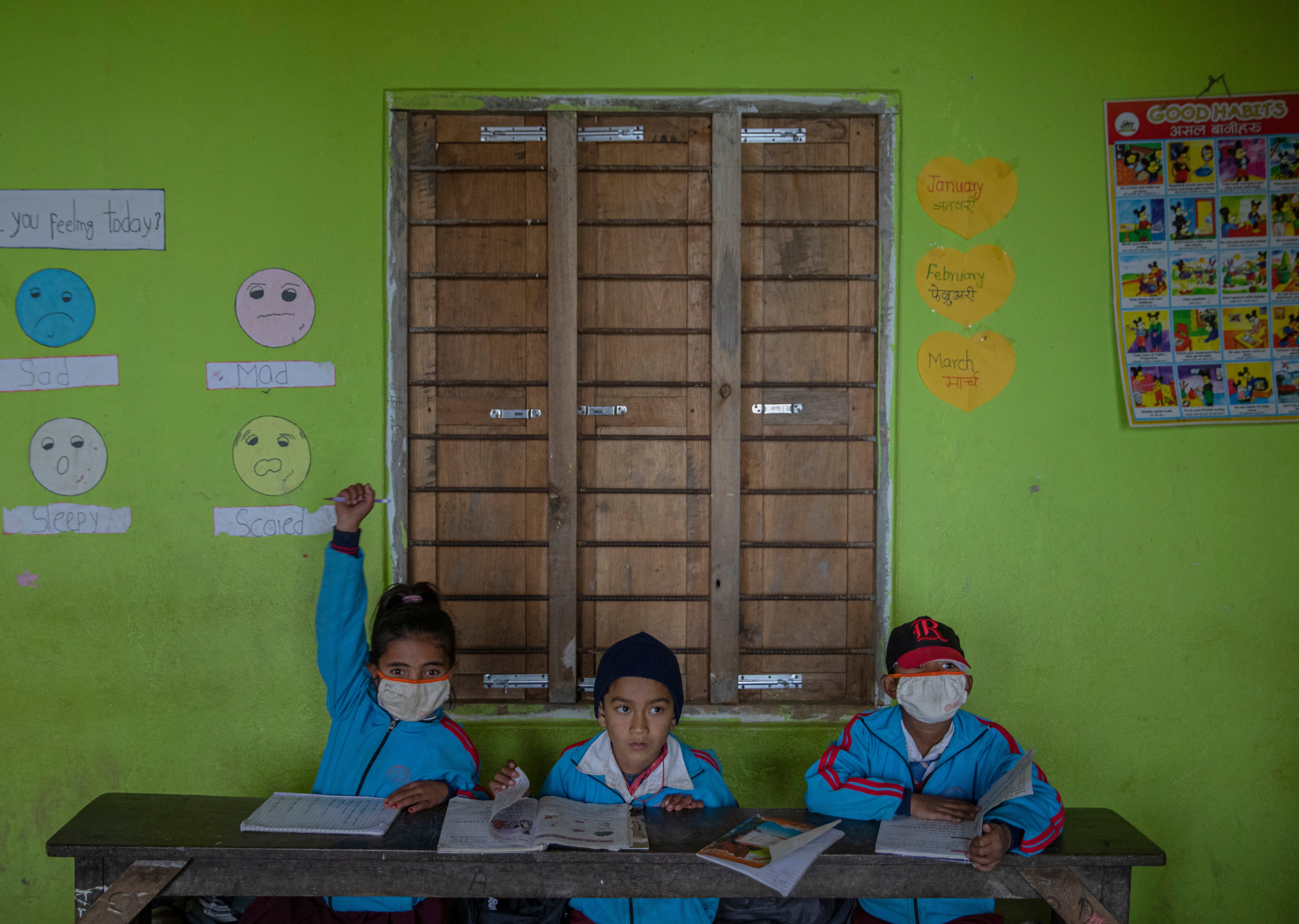 UWS Majjuwa teachesMaths, English, Nepali, Science and Social Studies as compulsory subjects. The school also has three computers. Amir, 6, (centre) says: “ I like to play at school and my favourite class is computers, so I try not to miss even a single day!”