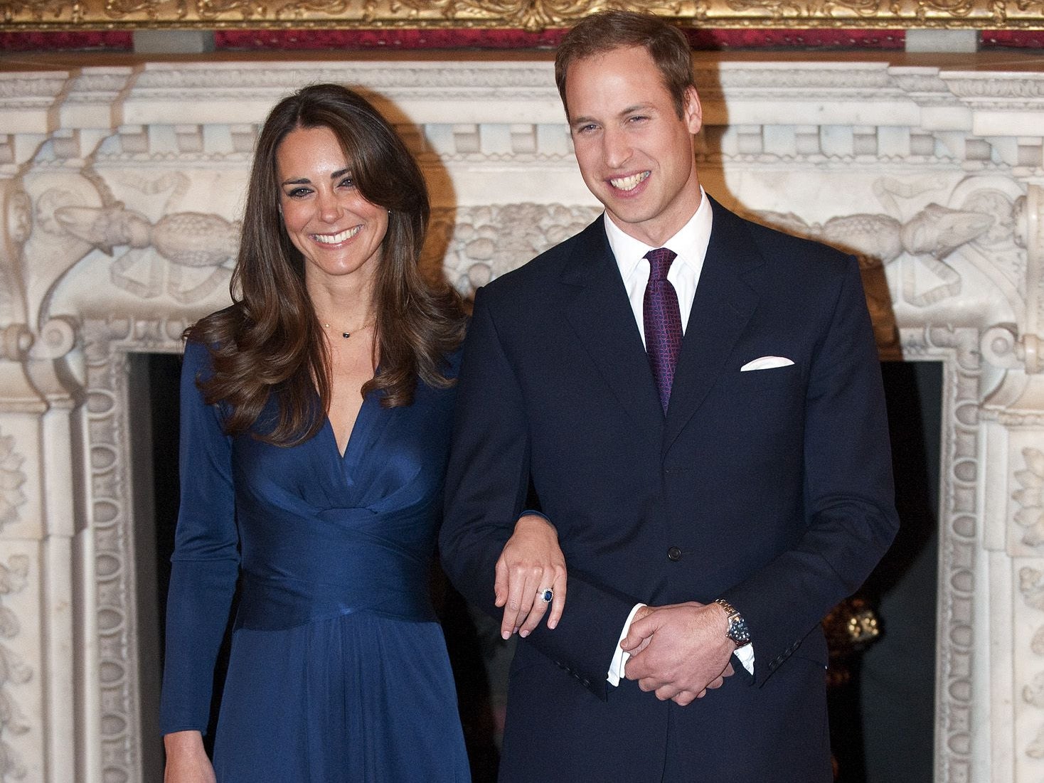 Kate and William announce their engagement at St James’s Palace in London on 16 November 2010