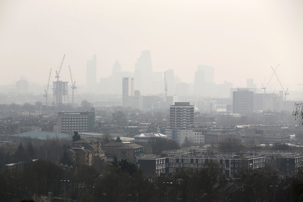 Air pollution and smog blankets the City of London, campaigners are calling for legal limits on air pollution in the UK