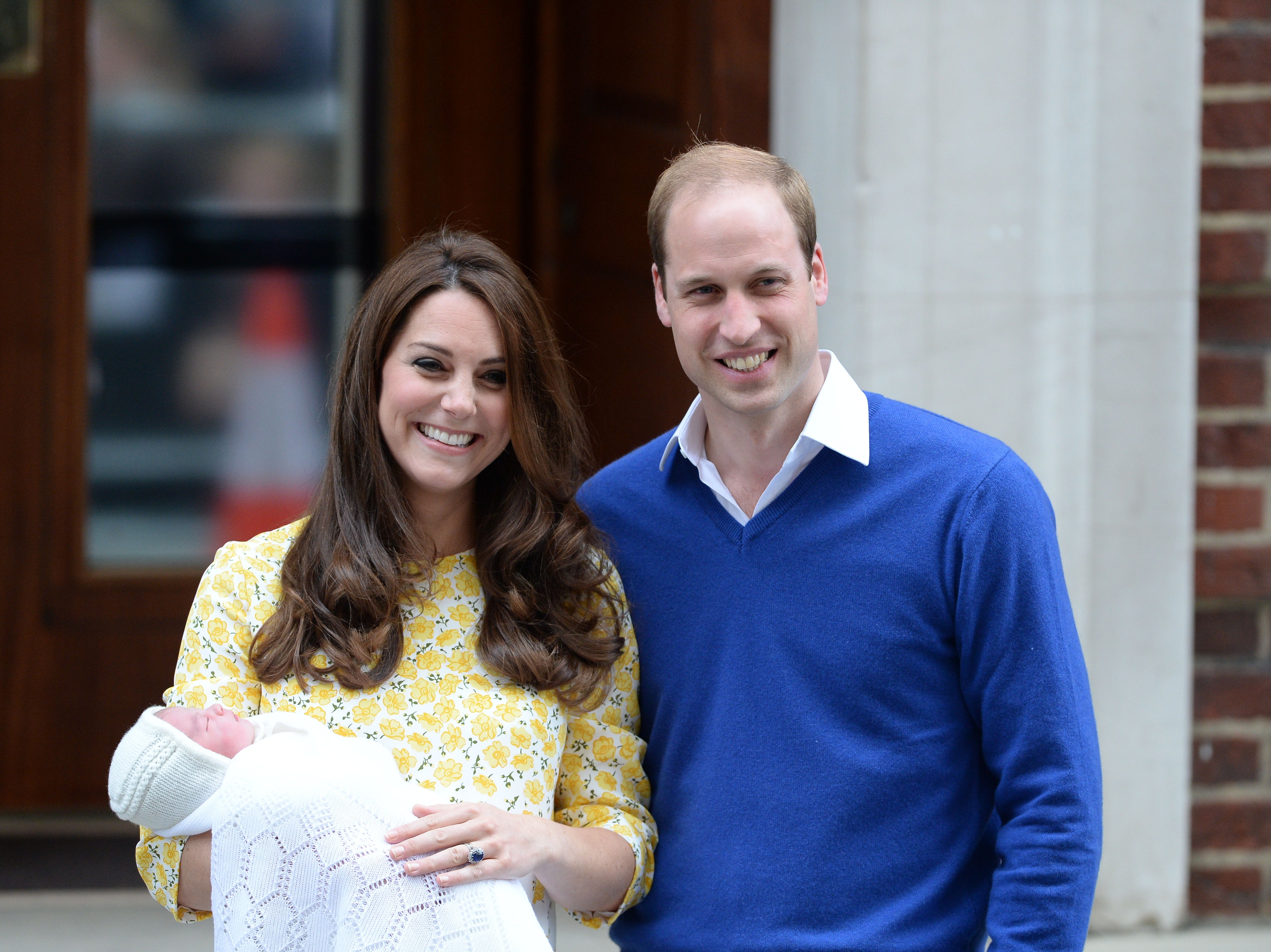 Kate and William with their baby daughter, Princess Charlotte, on 2 May 2015