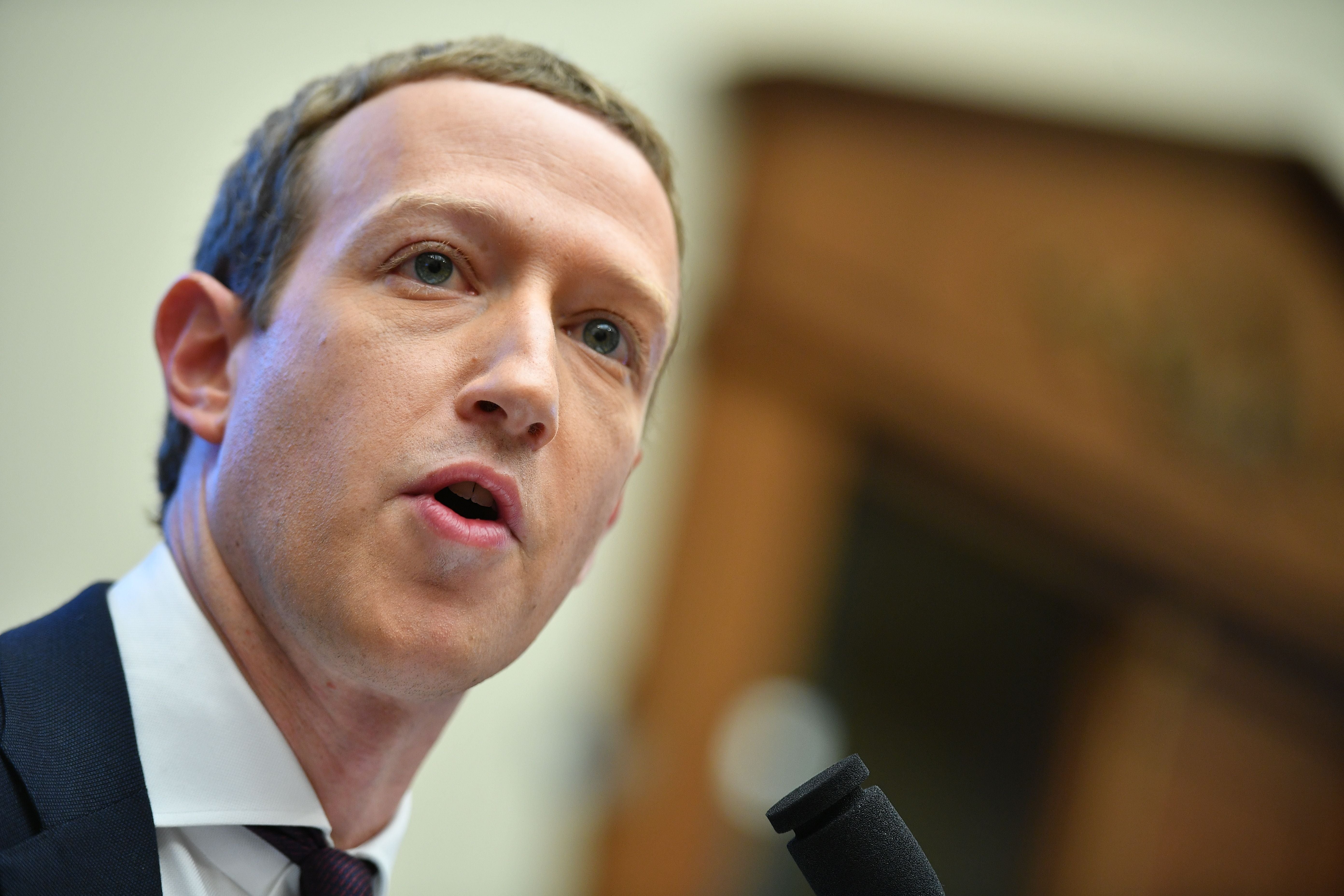 Facebook Chairman and CEO Mark Zuckerberg testifies before the House Financial Services Committee on "An Examination of Facebook and Its Impact on the Financial Services and Housing Sectors" in the Rayburn House Office Building in Washington, DC on October 23, 2019.