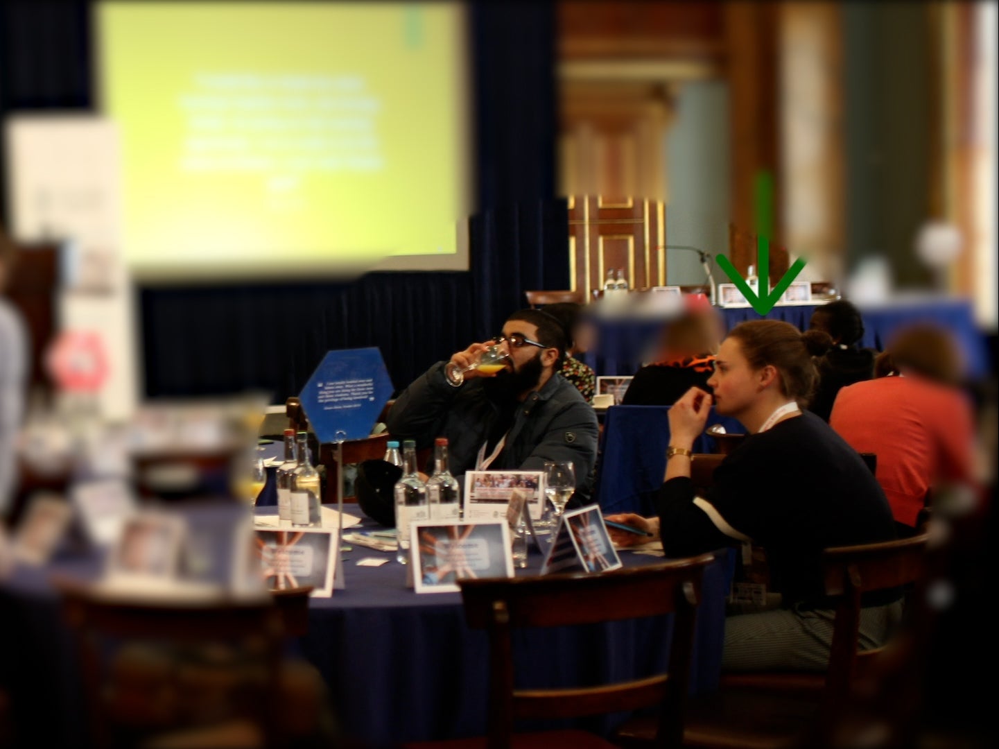 Usman Khan is seen sitting at the same table as Cambridge graduate Saskia Jones during the event at the Fishmongers’ Arms in London