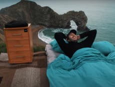 Friends set up an airbed on a cliff to create ‘world’s worst Airbnb’