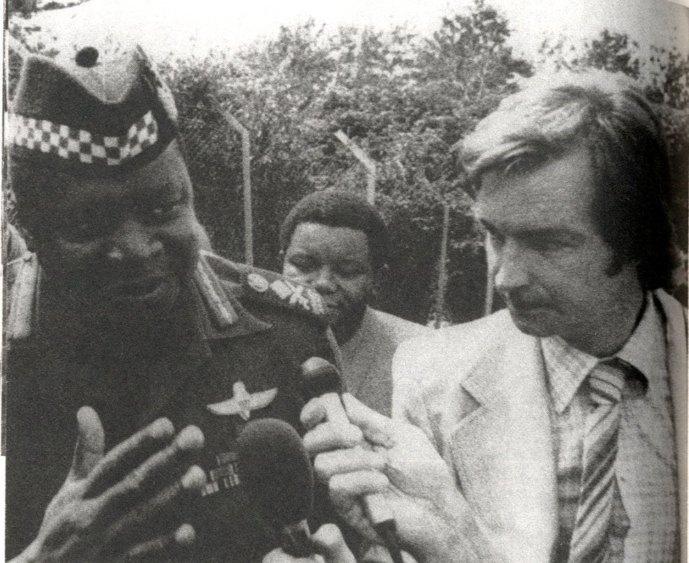 Jon Snow interviewing Idi Amin in Uganda