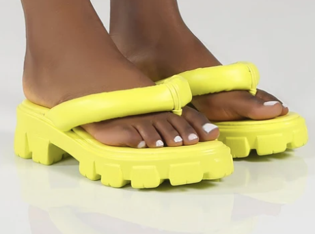 State yellow chunky sole thong strap sandals