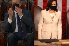 People are obsessed with Doug Emhoff blowing Kamala Harris kisses ahead of Biden’s address to Congress