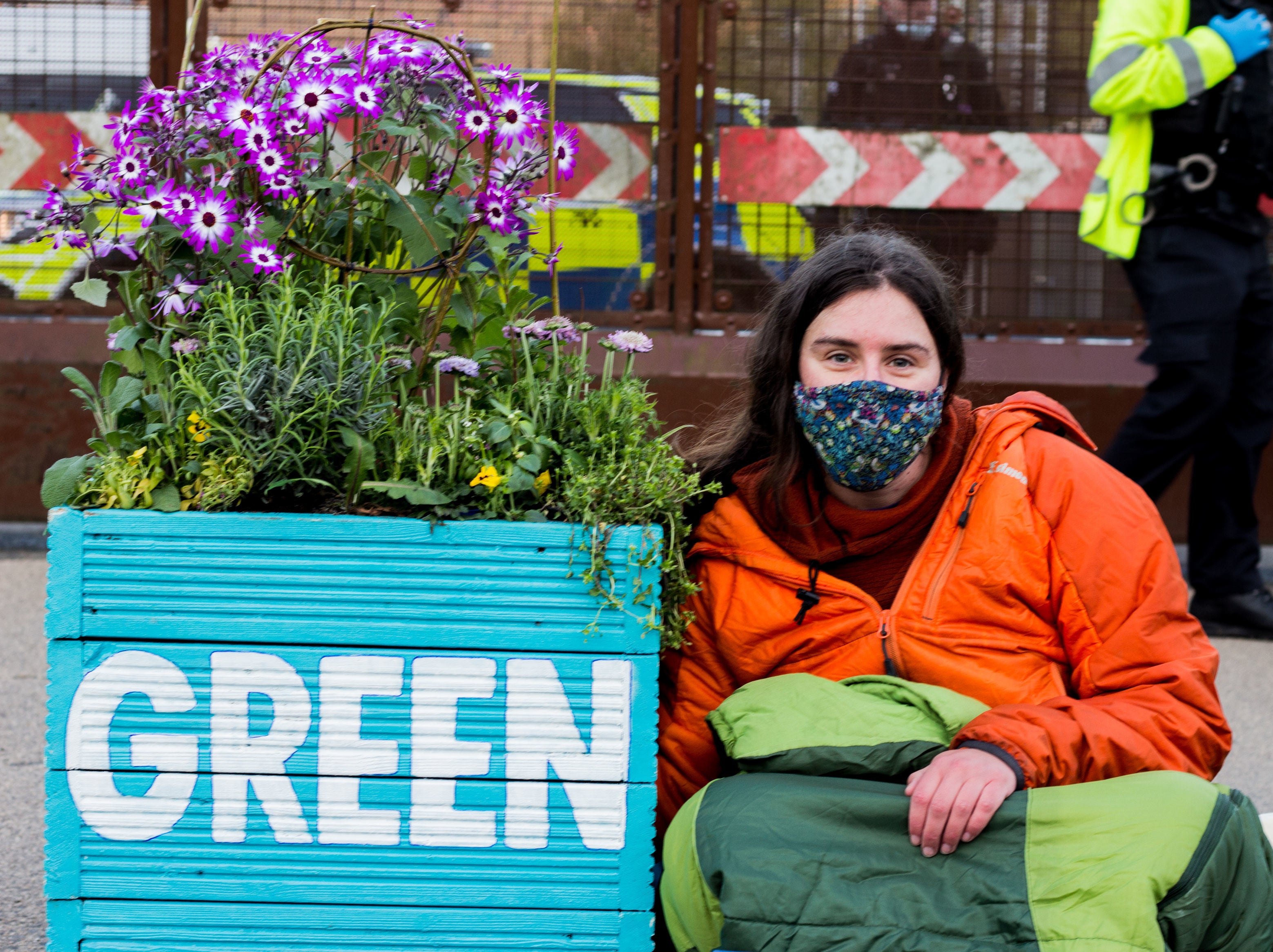 The plant pots, which are painted with the words “Safe”, “Green”, and “Future”, are blocking access to the base, except for emergency vehicles that can still access the site via the South Gate