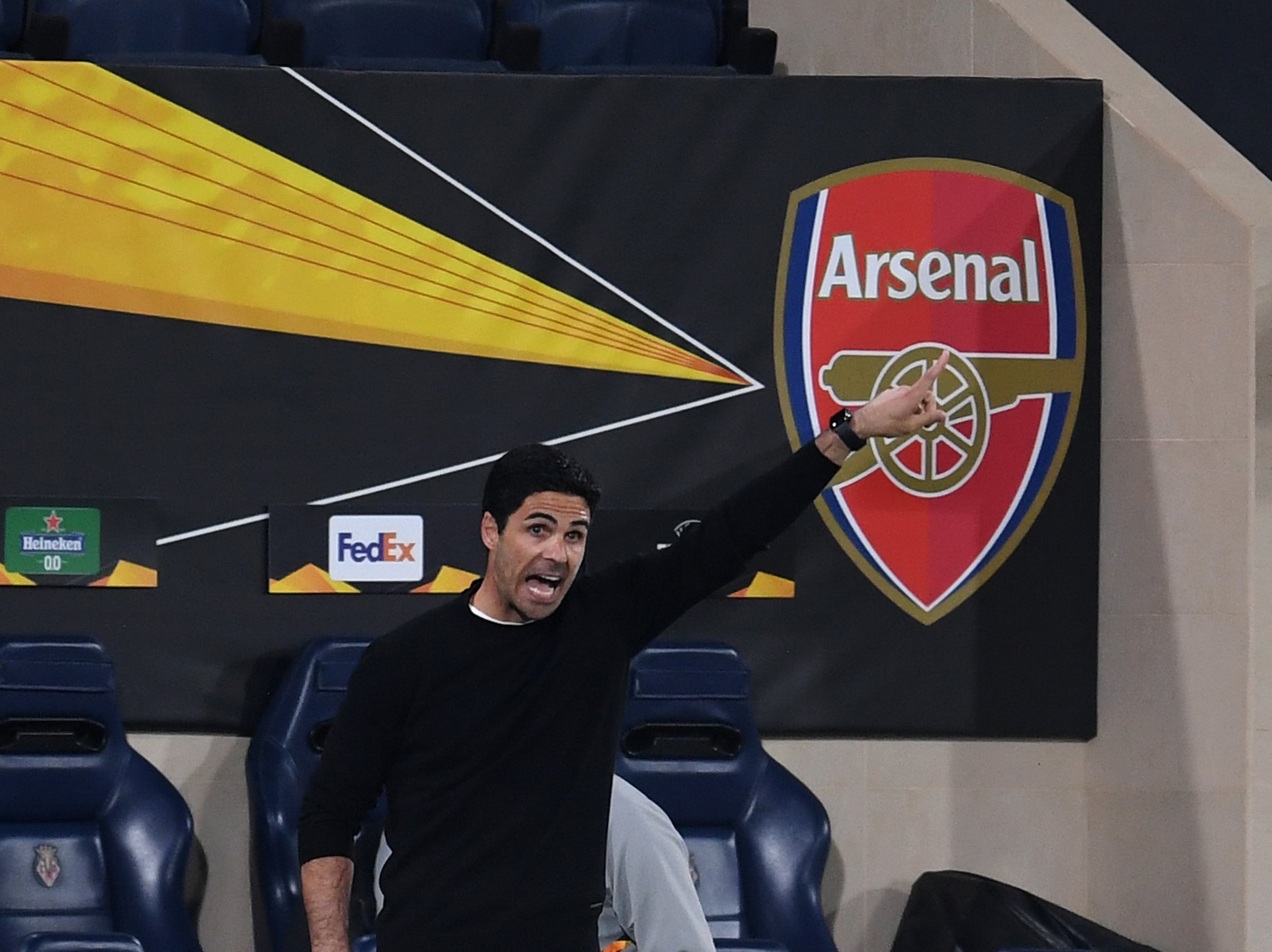 Arsenal coach Mikel Arteta during his side’s first leg against Villarreal