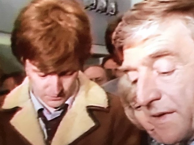 Alastair Campbell, left, with Michael Parkinson at TV-am