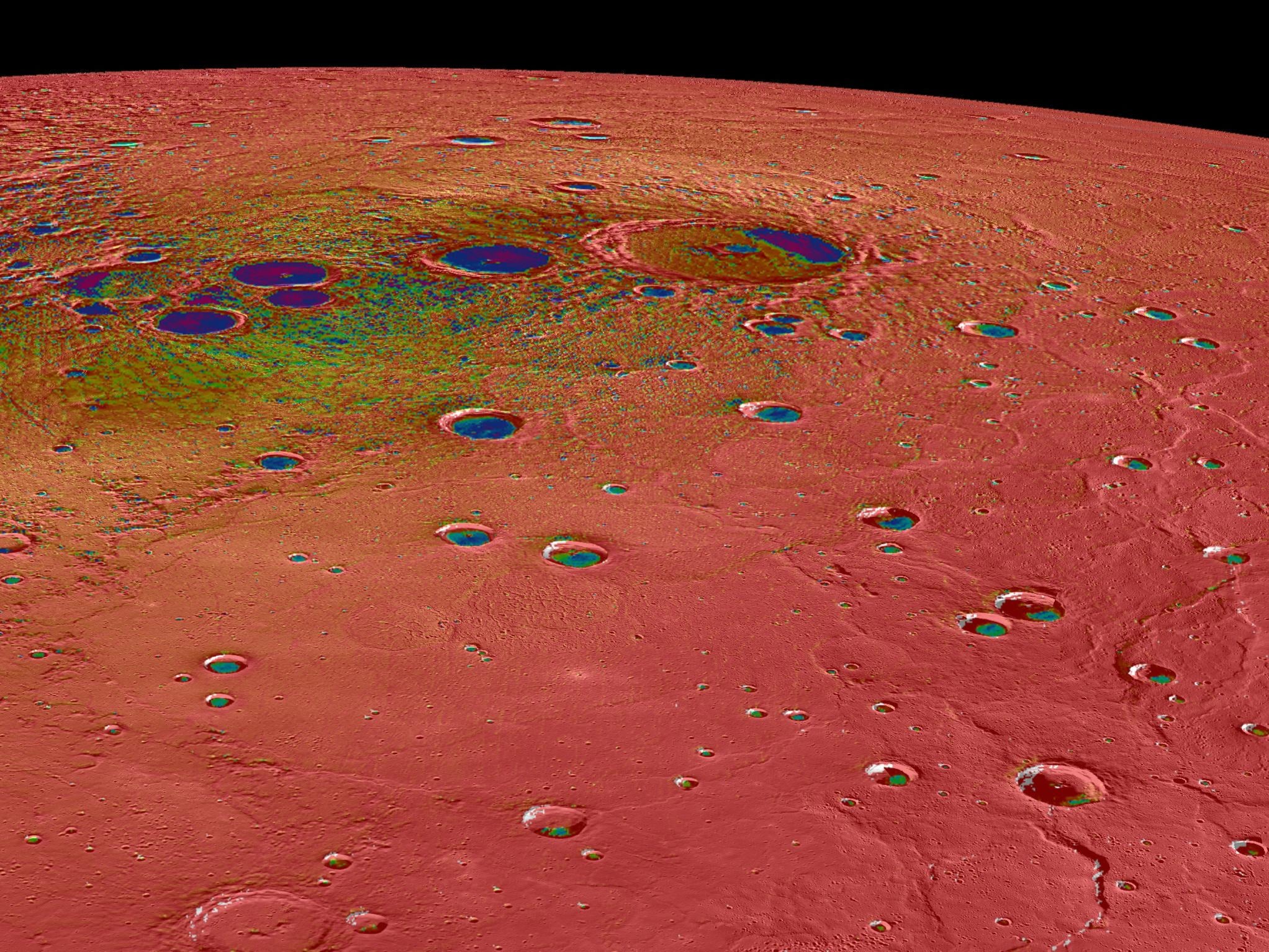 The scorched planet has vast amounts of ice sitting at its poles – despite the surface reaching temperatures of 430C