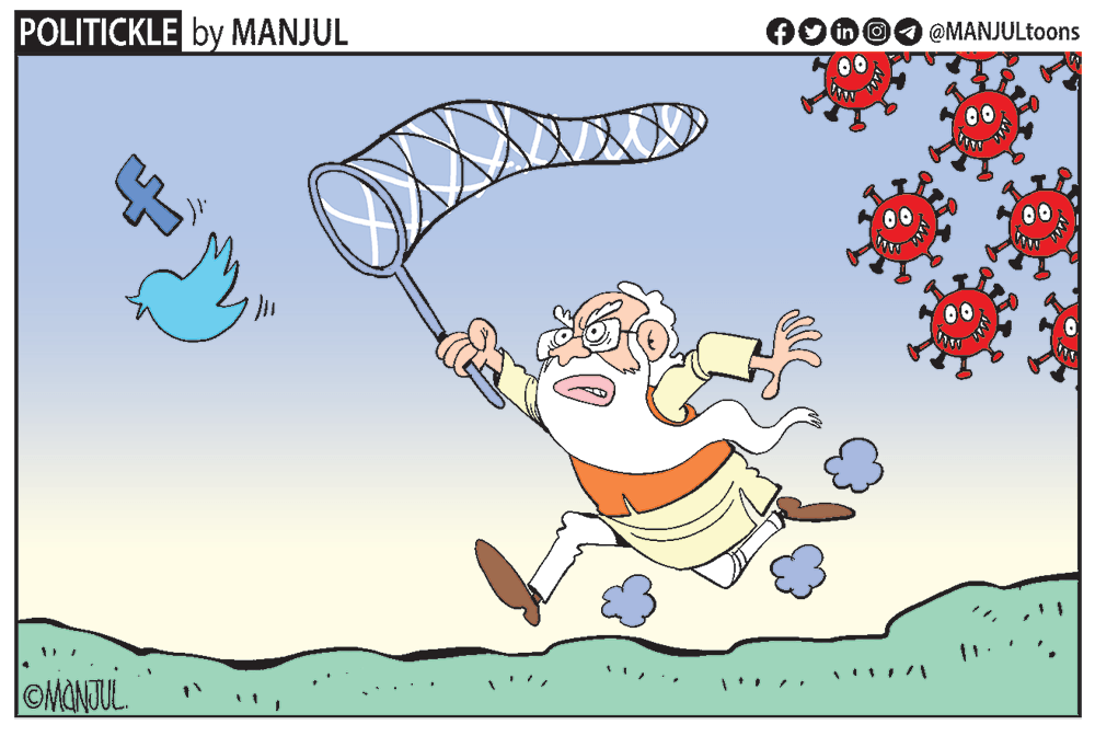 A cartoon criticising Modi’s handling of the crisis