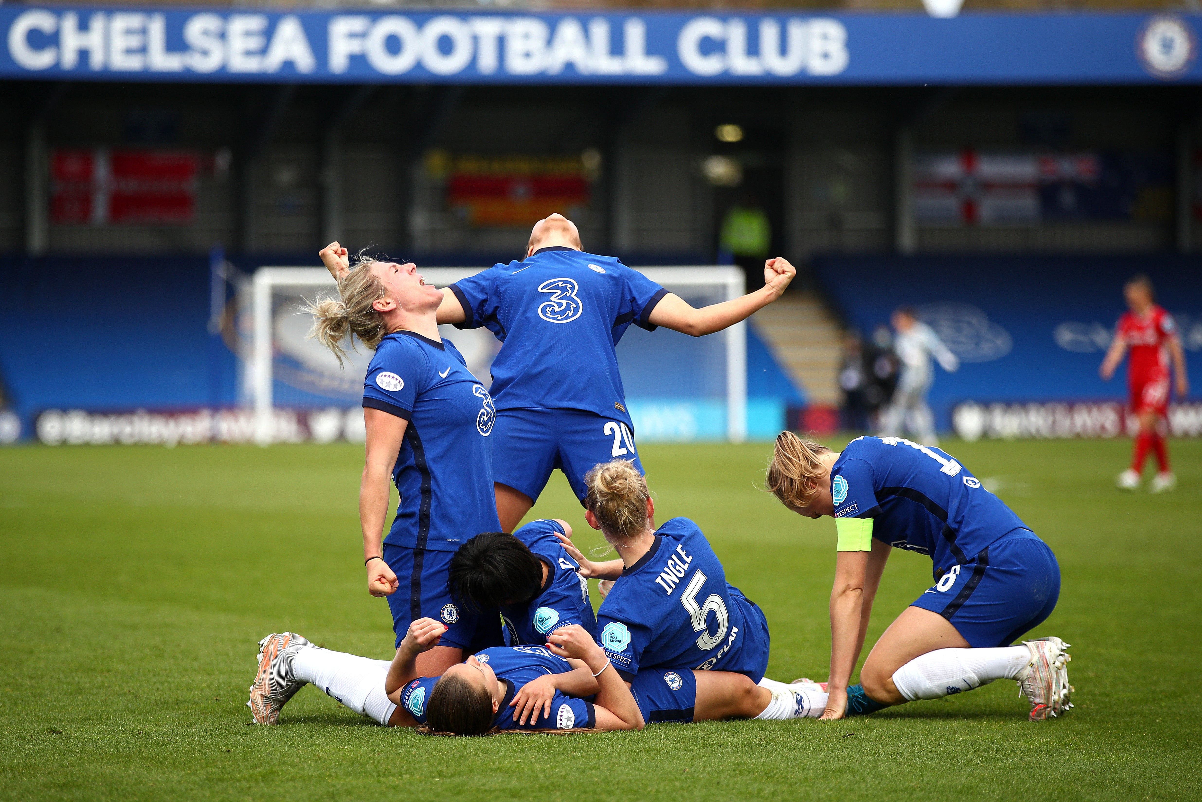 Chelsea celebrate after Frank Kirby scored a killer fourth goal