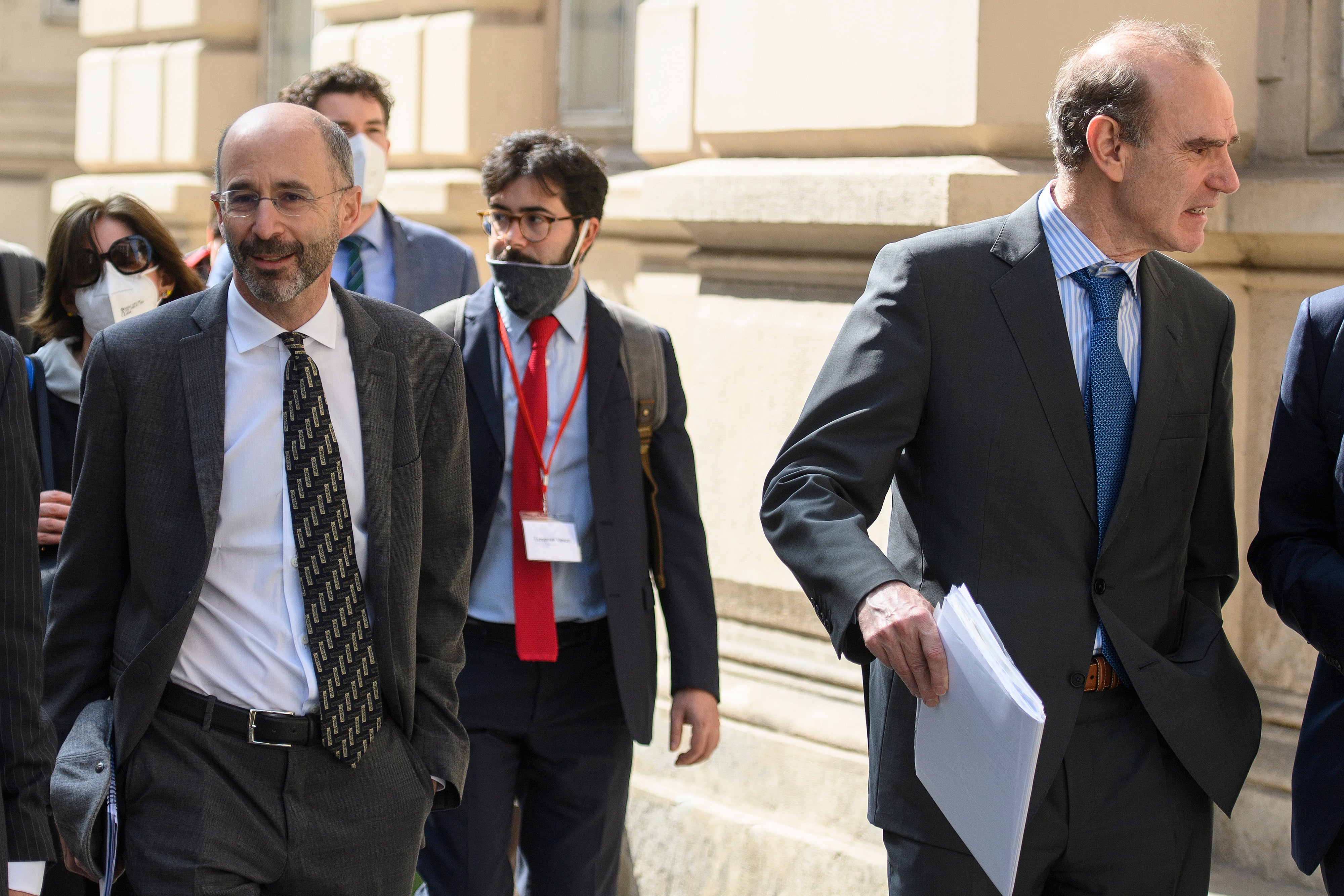 Reasons to be cheerful? Robert Malley, US Special Envoy for Iran, (L) on the way to talks in Vienna