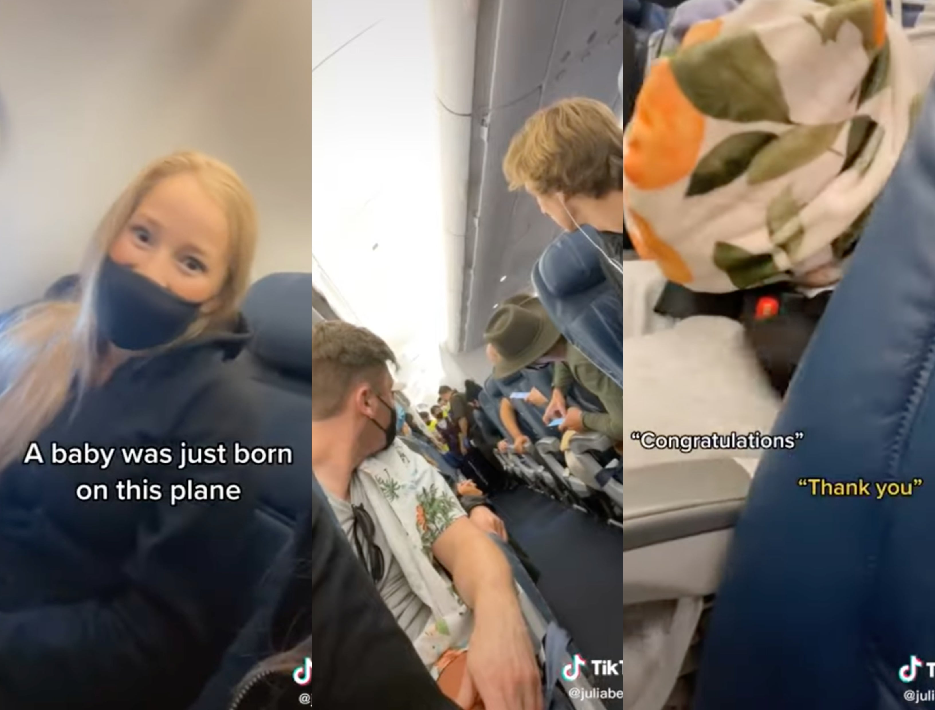 A TikTok video showed the moment a baby was born on a flight in the US