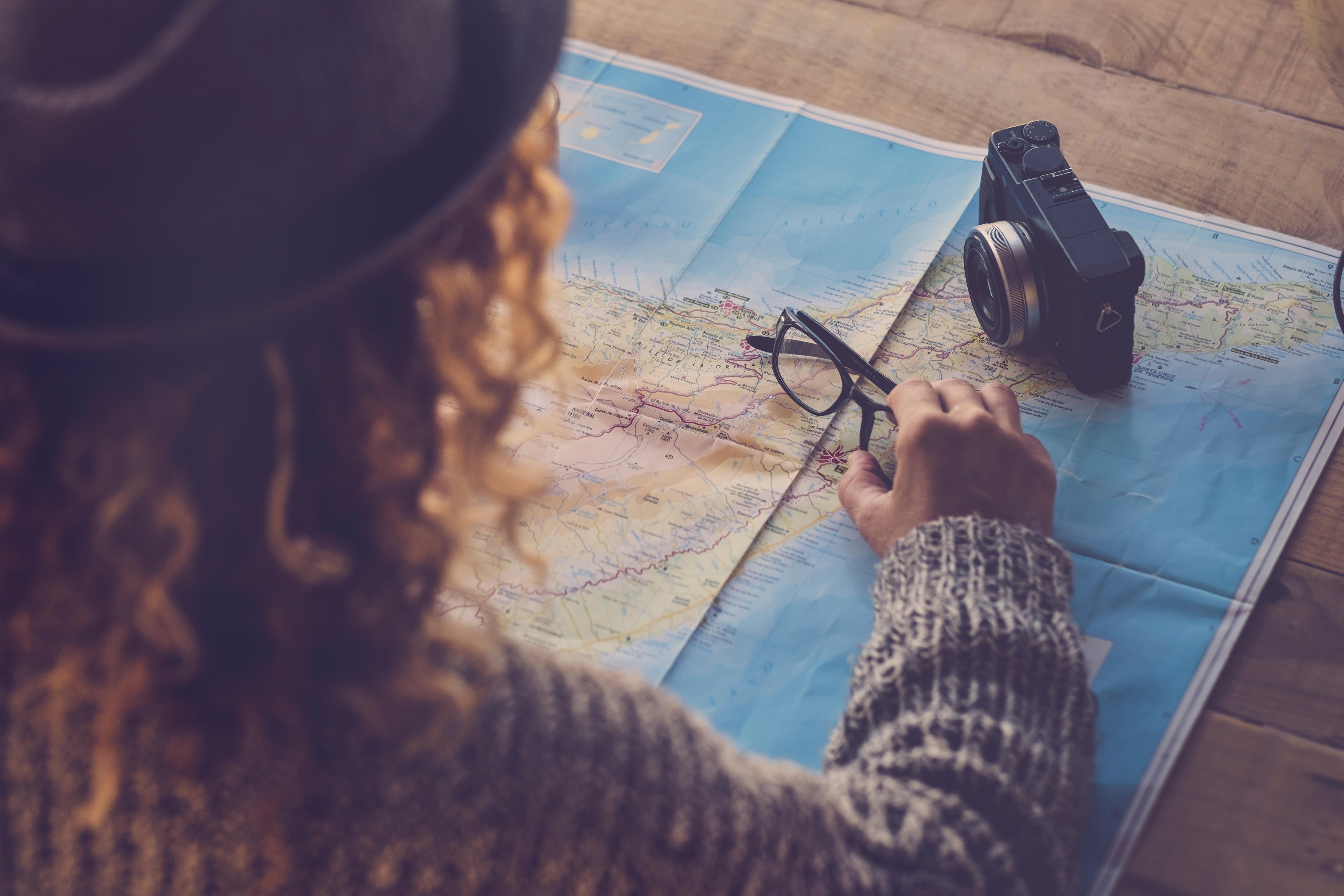 Woman looking at a map