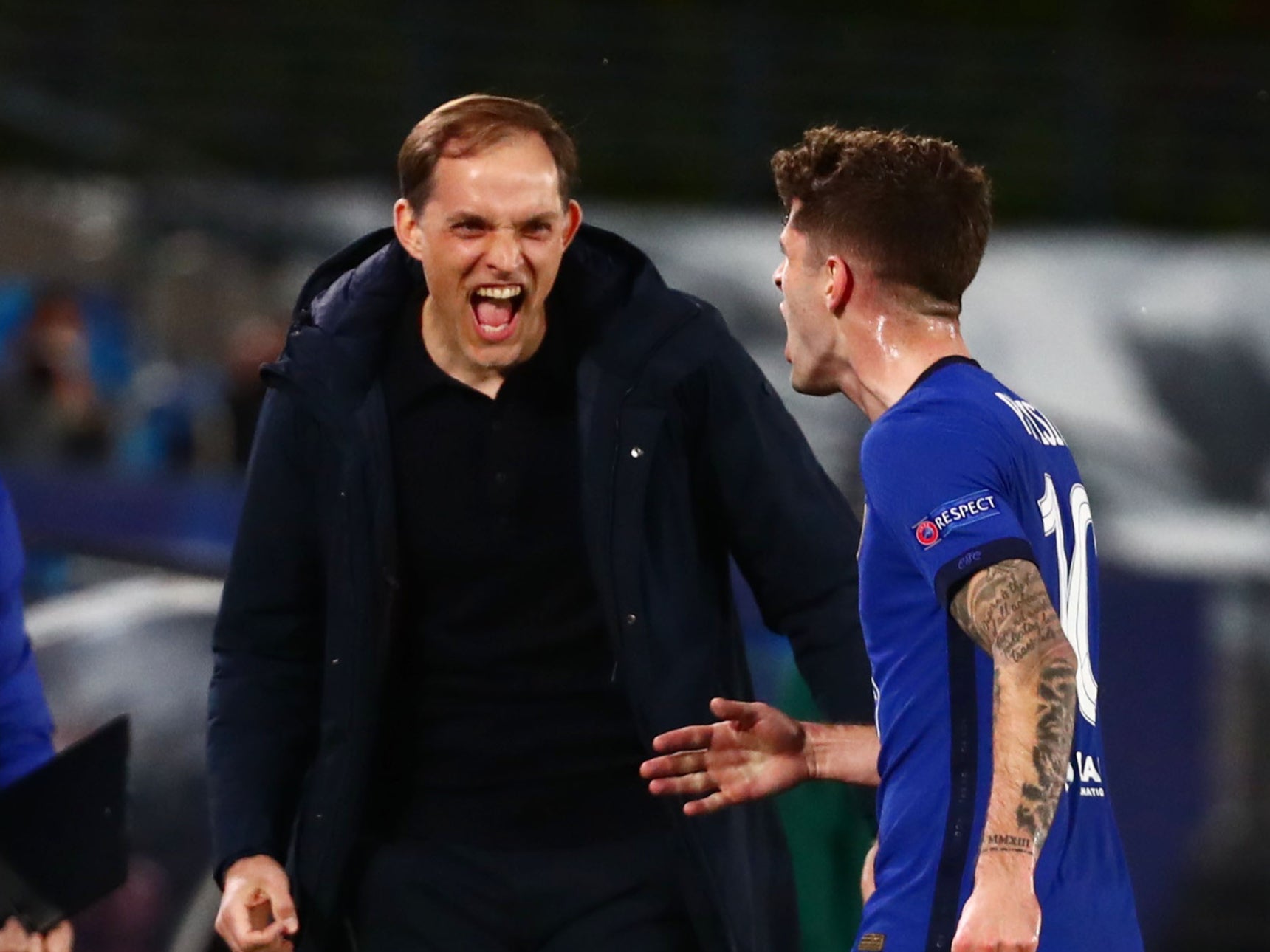 Chelsea head coach Thomas Tuchel and Christian Pulisic