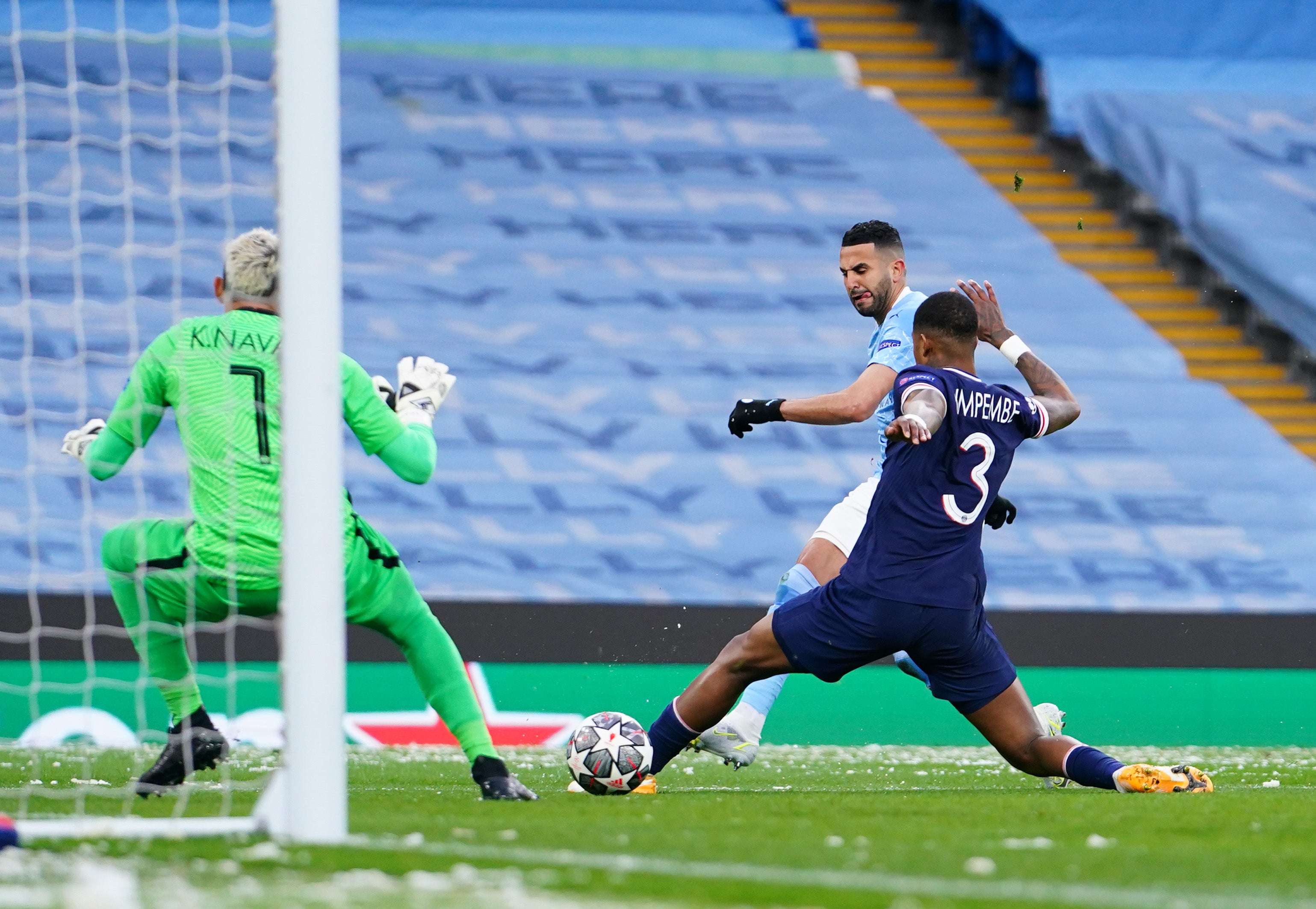 Riyad Mahrez scores City’s first goal