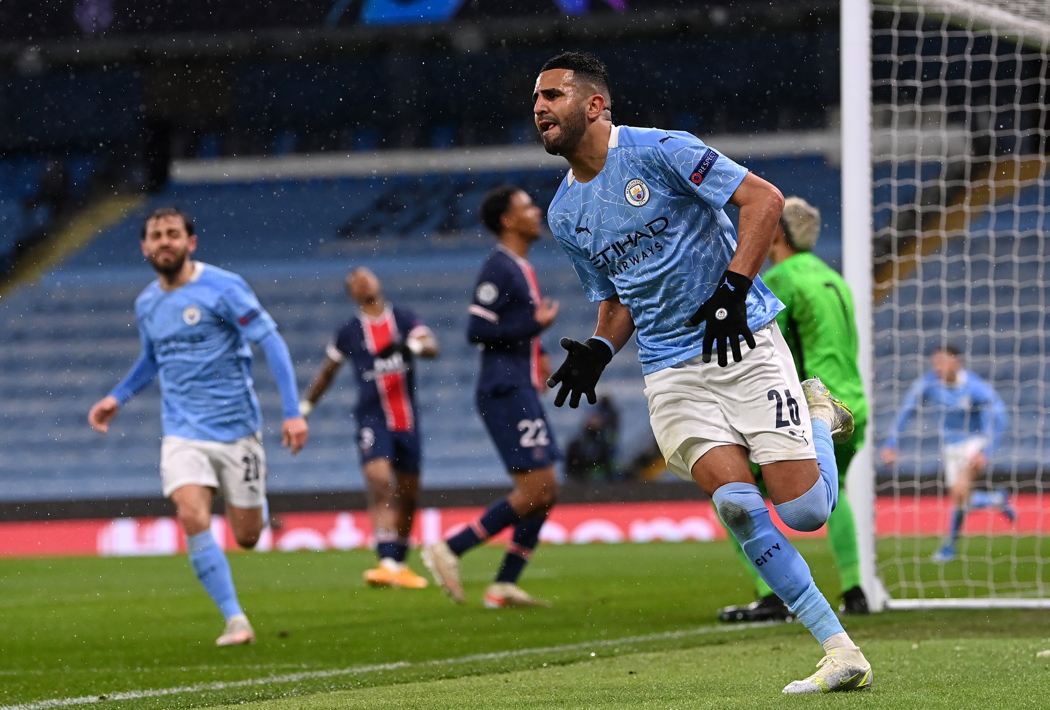 Riyad Mahrez struck twice for Man City after scoring in the first leg