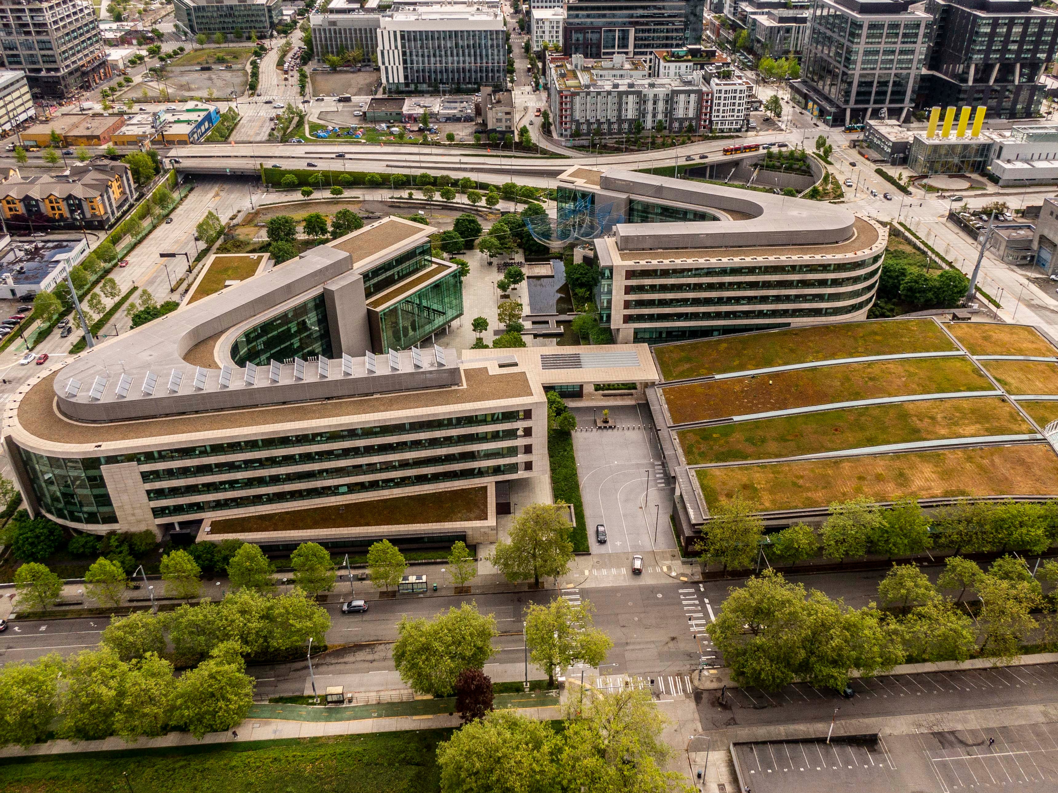 The Bill & Melinda Gates Foundation, based in Seattle, is captured by a drone on 4 May