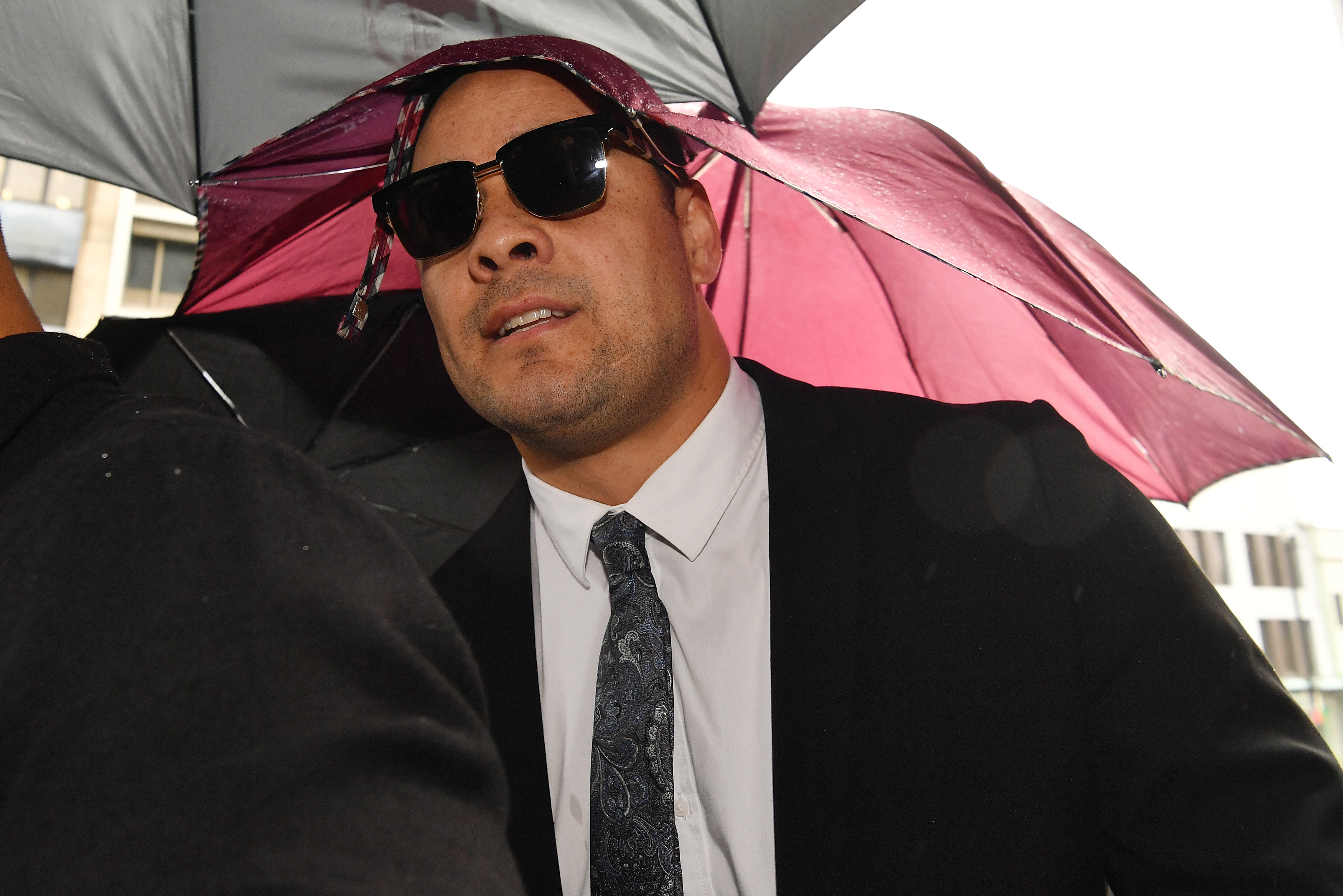 Jarryd Hayne arrives at Newcastle District Court before his sentencing