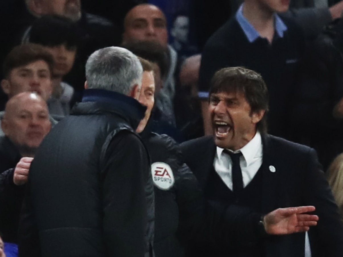 Antonio Conte (right) and Jose Mourinho during their time in England