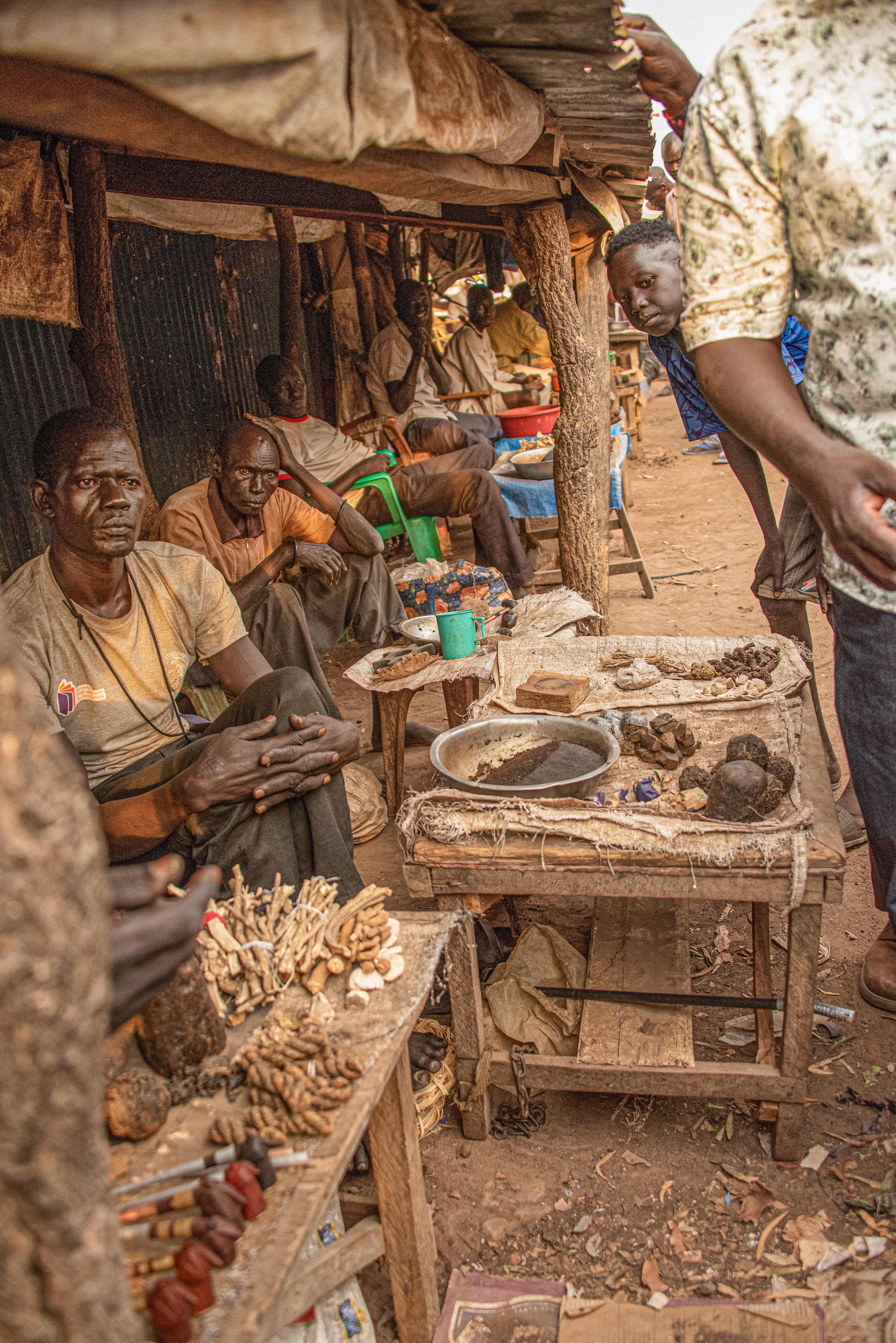 Market traders Rumbek sell raw tobacco