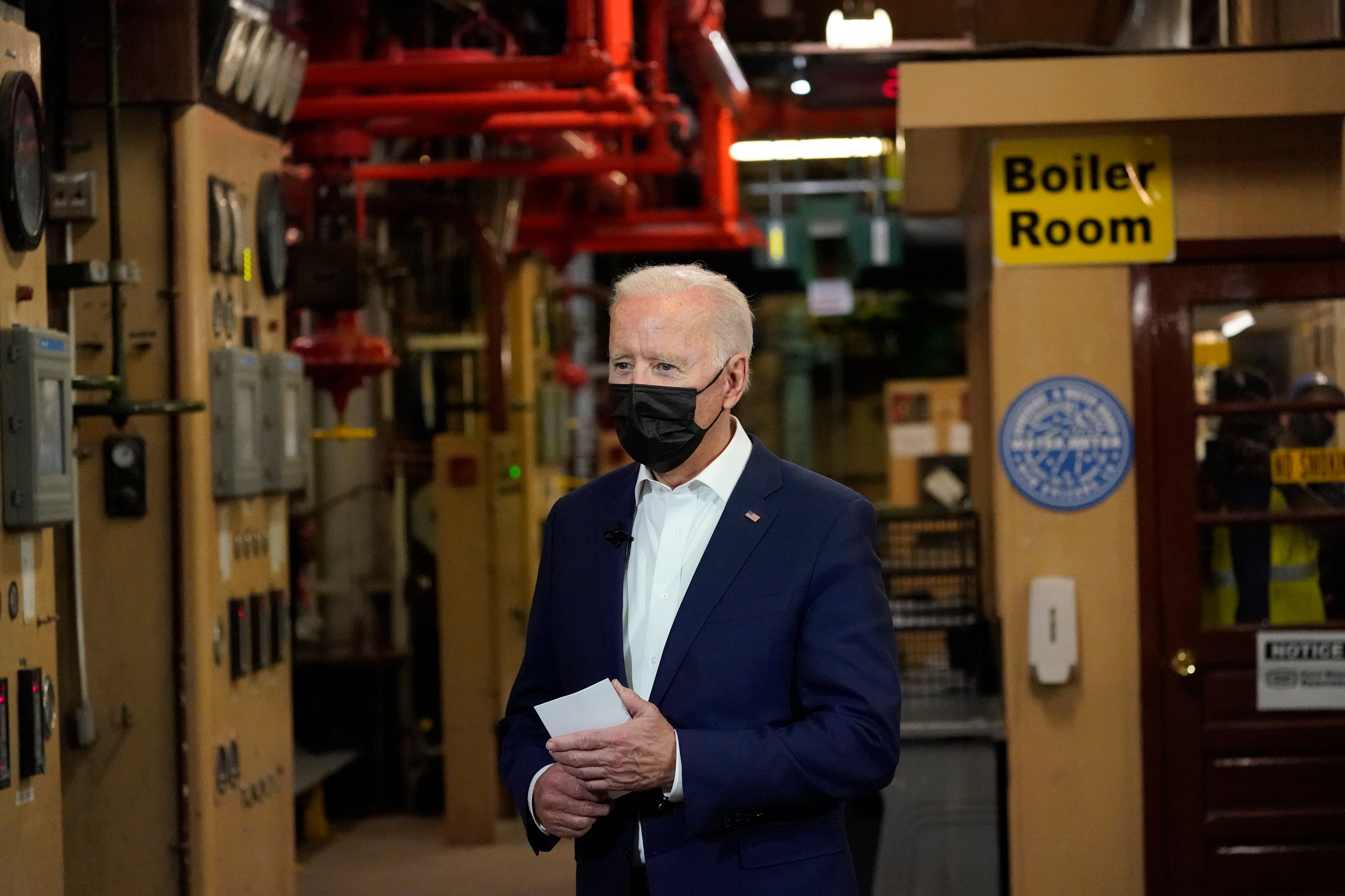 Joe Biden visits the Carrollton Water Treatment plant in New Orleans on 6 May.