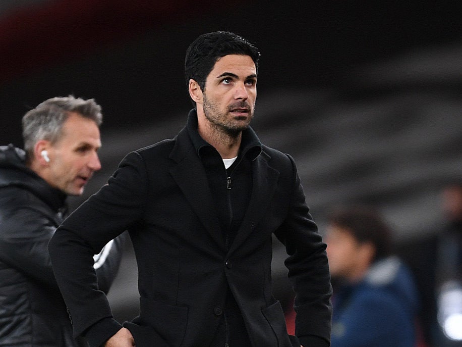 Arsenal coach Mikel Arteta reacts to his side’s semi-final defeat by Villarreal