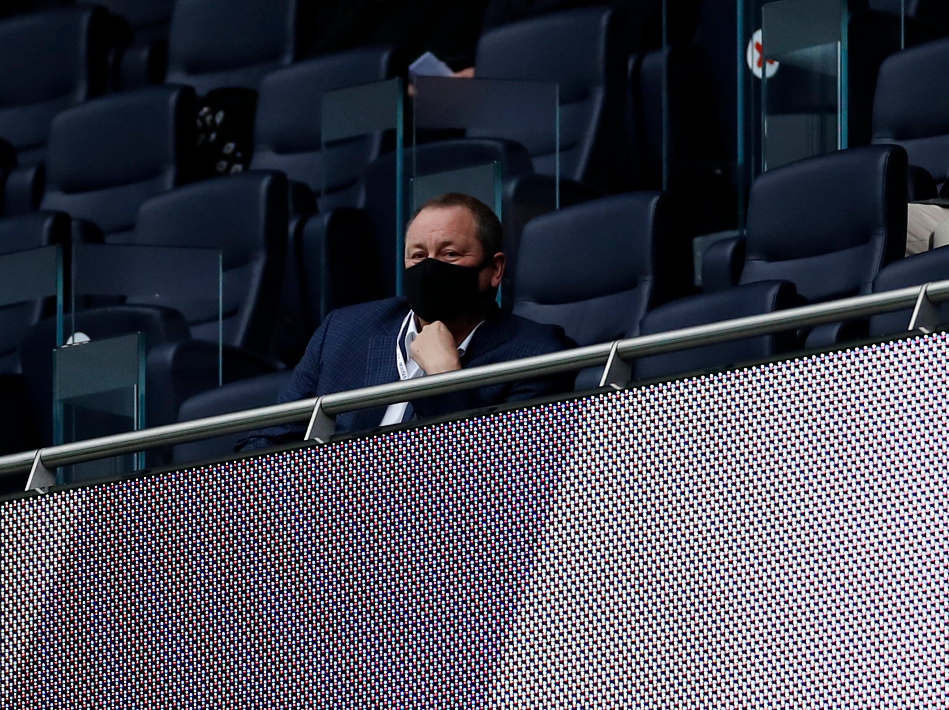 Newcastle owner Mike Ashley watches his side from the stands