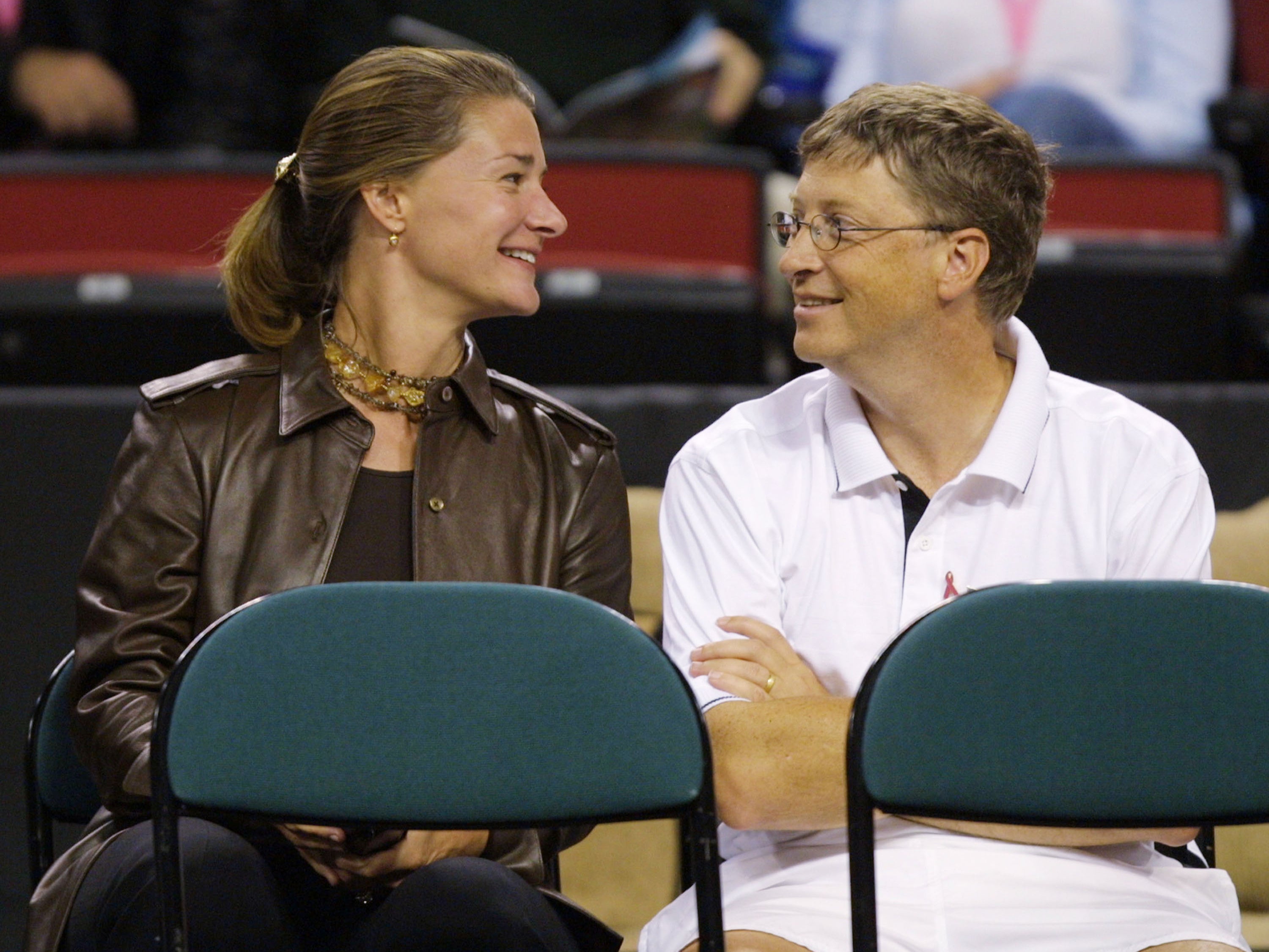 With Bill Gates at a tennis match in Seattle in 2001